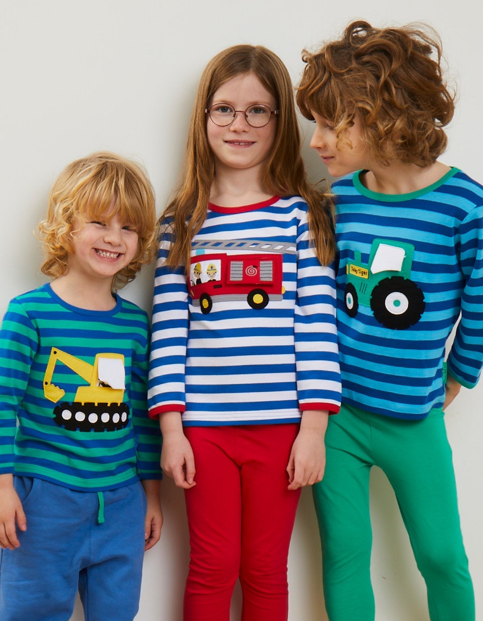 Organic Tractor Applique Long Sleeved T Shirt