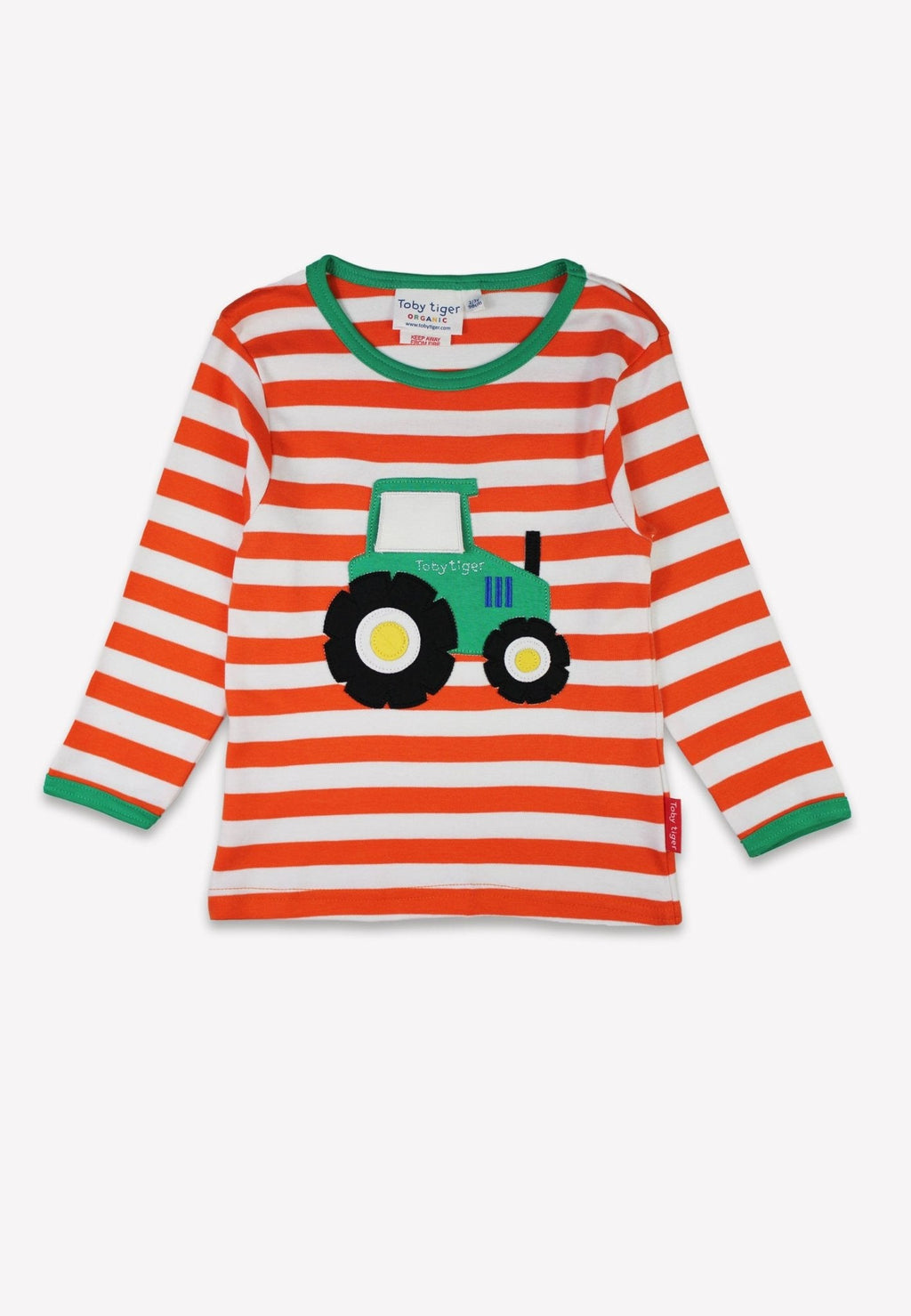 Organic Orange Tractor Applique Long Sleeved T Shirt