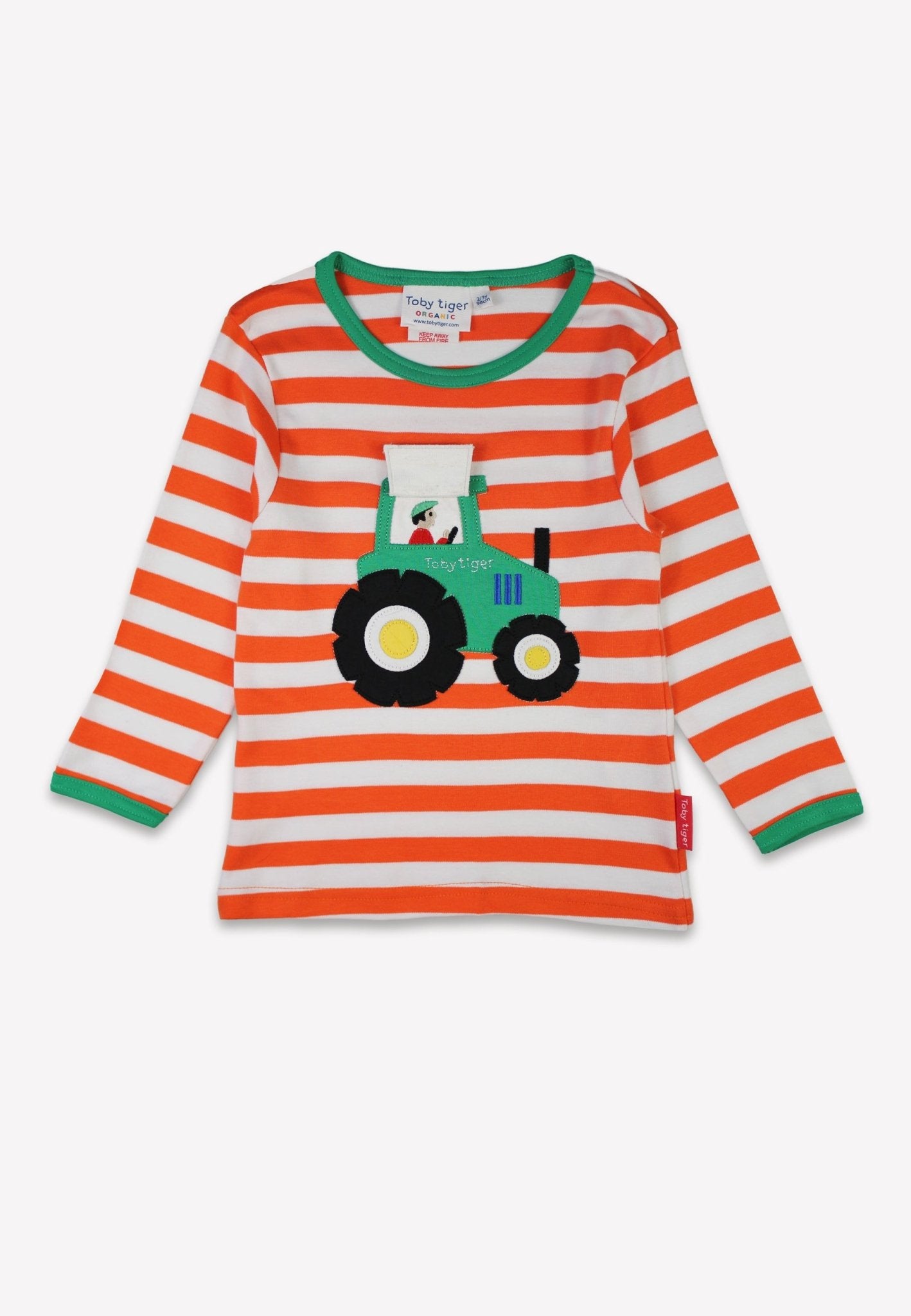 Organic Orange Tractor Applique Long Sleeved T Shirt
