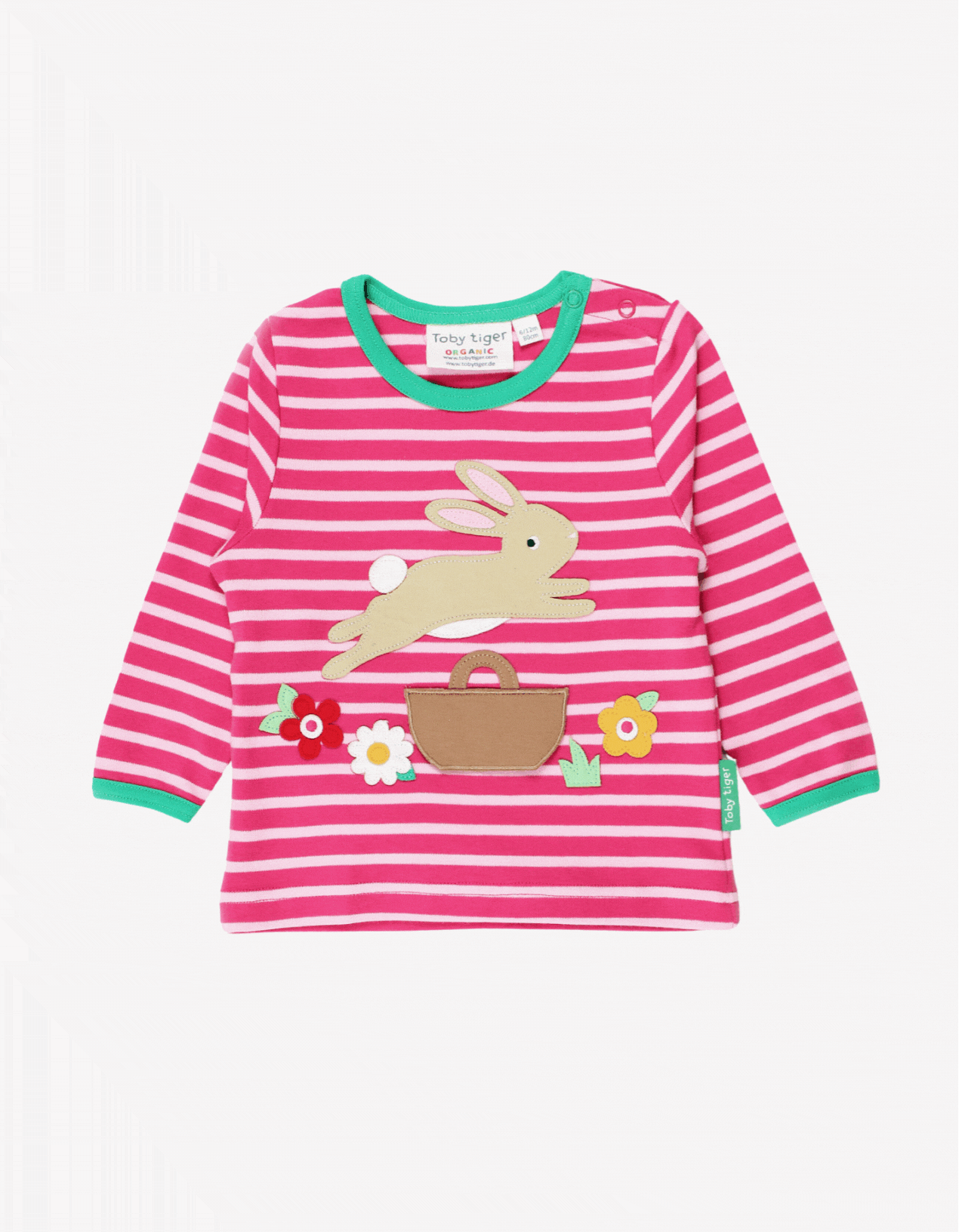 Organic Leaping Bunny Applique Long Sleeved T Shirt