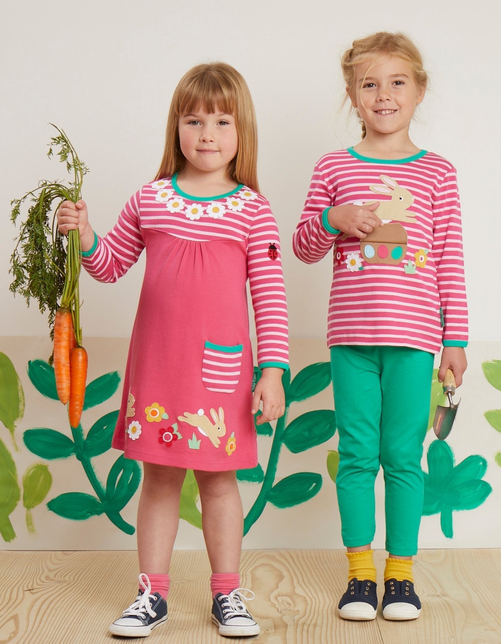 Organic Leaping Bunny Applique Long Sleeved T Shirt