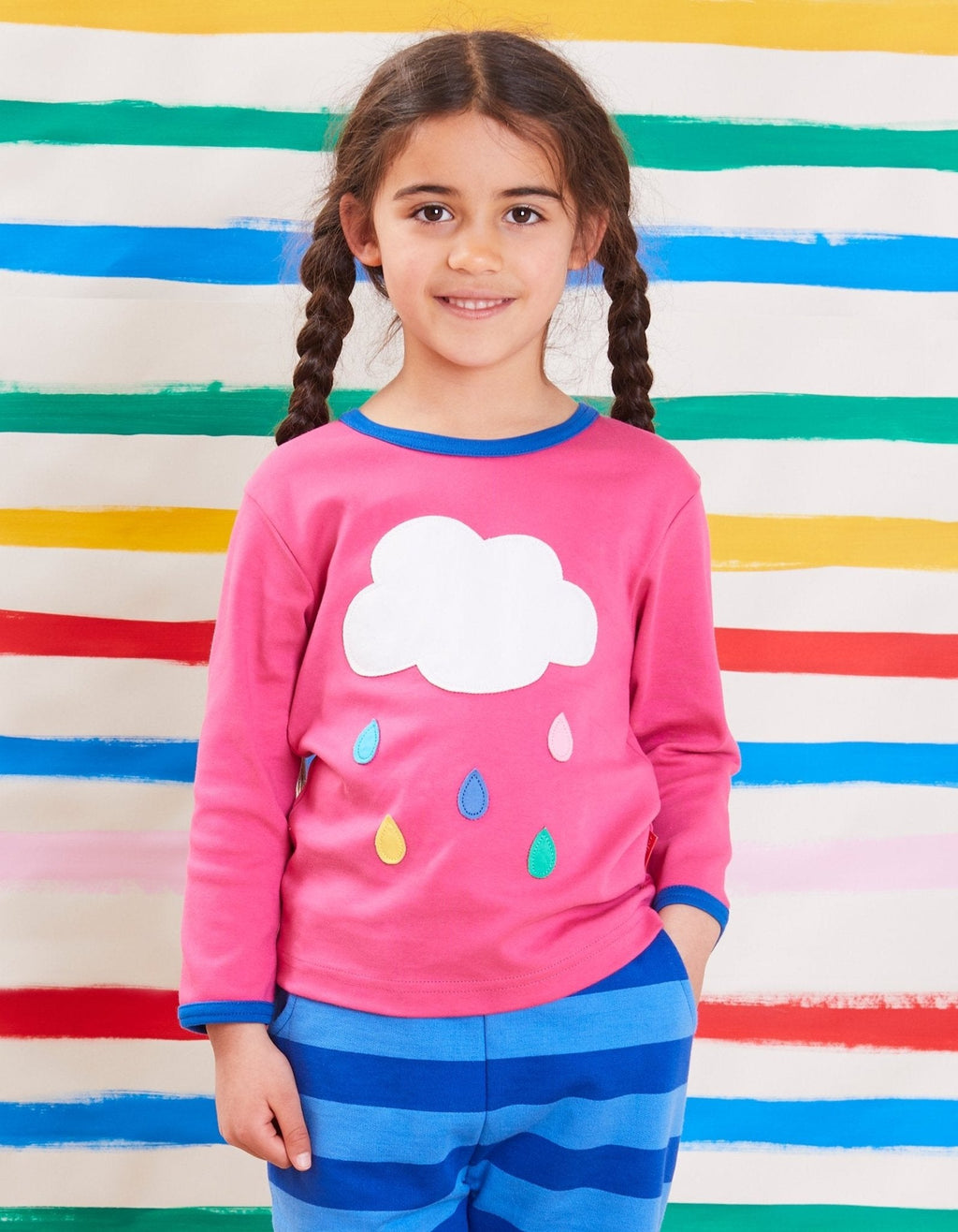 Organic Pink Cloud Applique Long Sleeved T Shirt