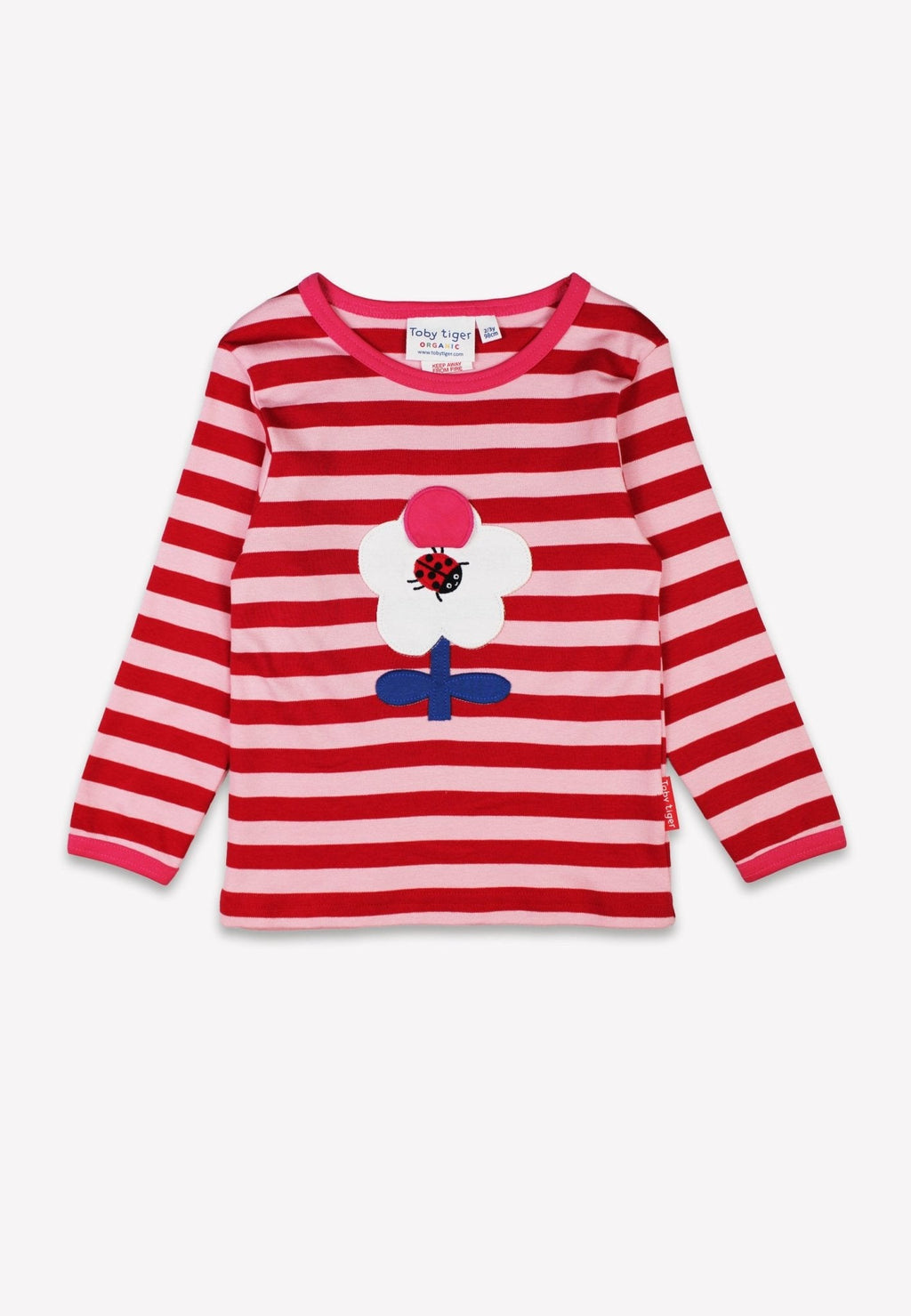 Organic Pink Flower Applique Long Sleeved T Shirt