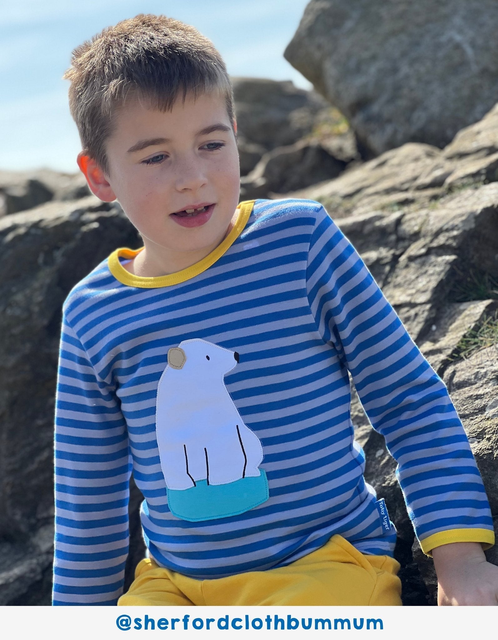 Organic Polar Bear Applique Long Sleeved T Shirt