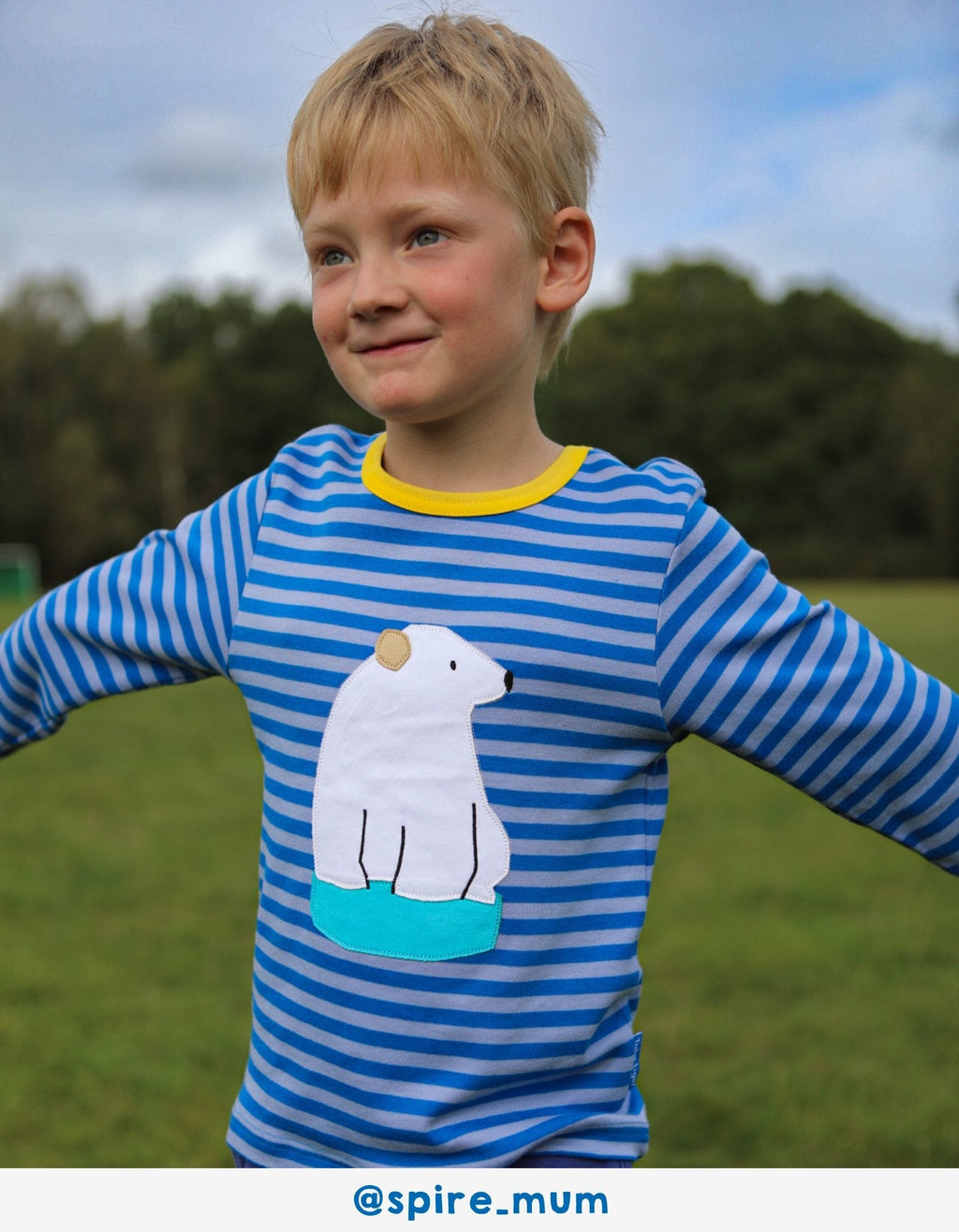 Organic Polar Bear Applique Long Sleeved T Shirt