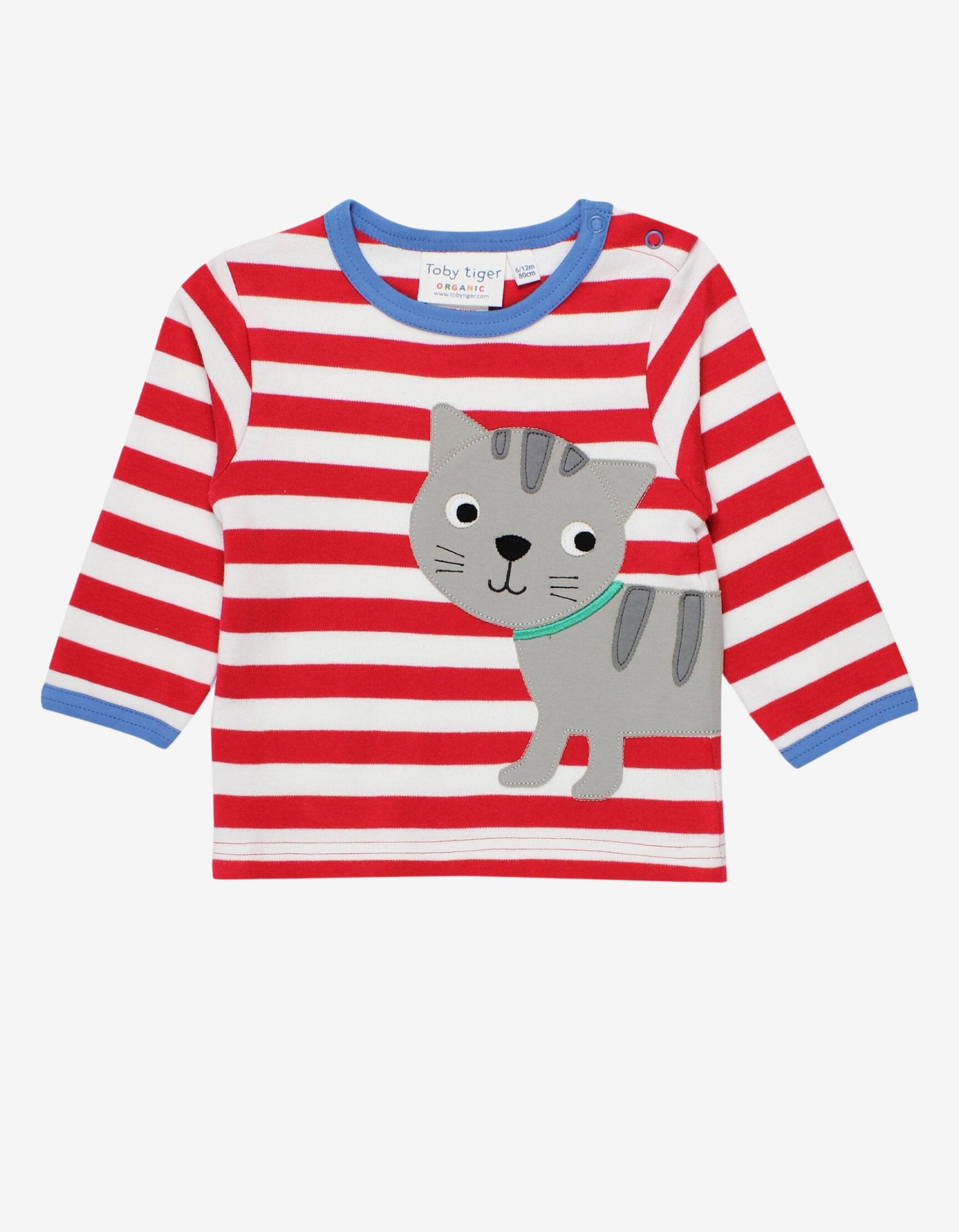 Organic Tabby Cat Applique Long Sleeved T Shirt