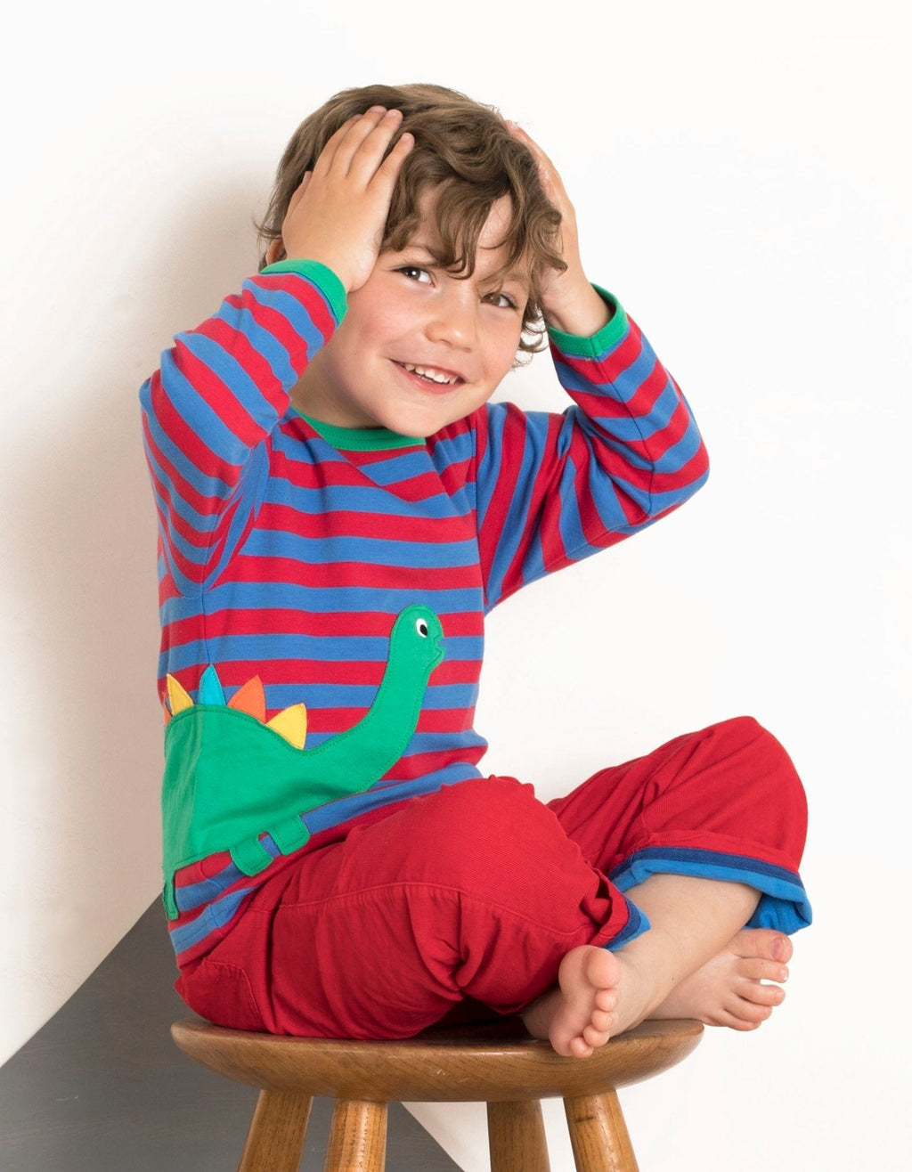 Organic Dino Applique Long Sleeved T Shirt