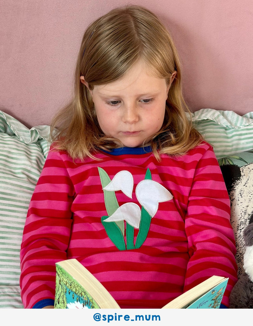 Organic Snowdrop Applique Long Sleeved T Shirt in Pink