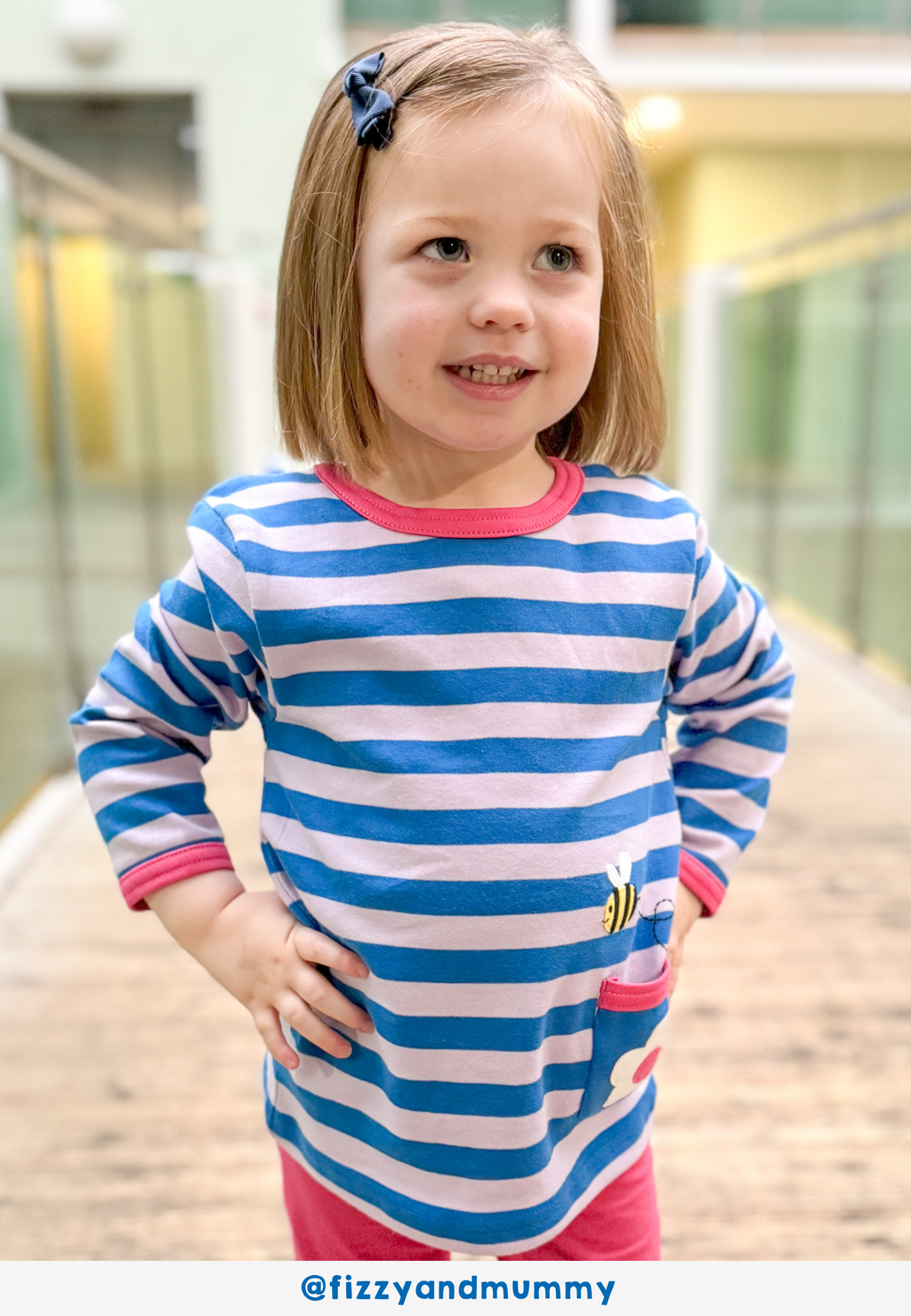 Organic Striped Daisy Applique Long Sleeved T Shirt