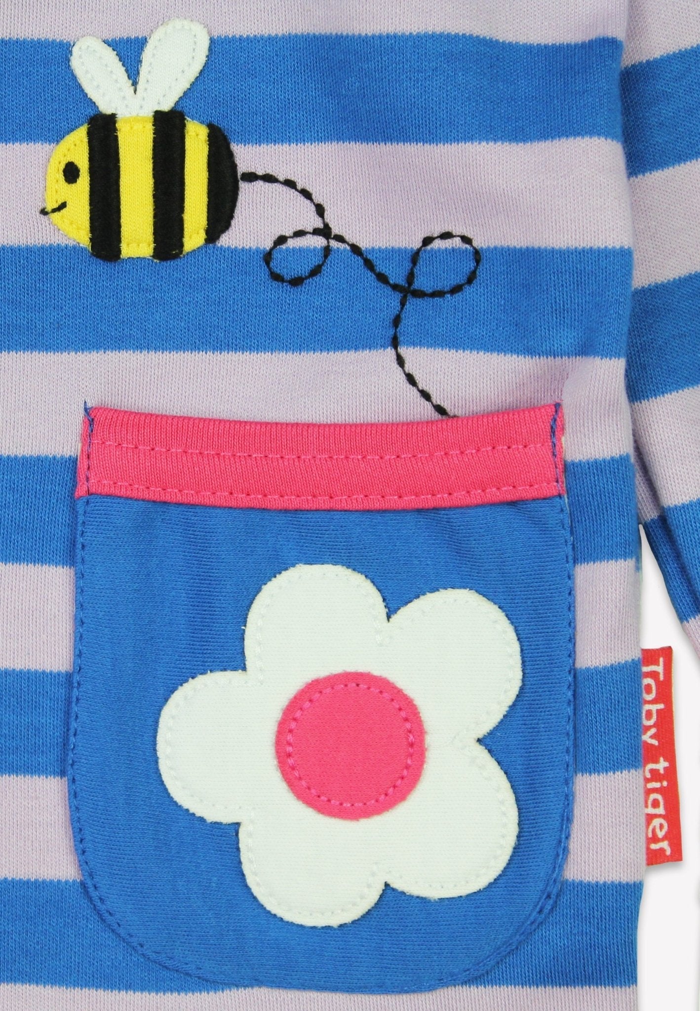 Organic Striped Daisy Applique Long Sleeved T Shirt