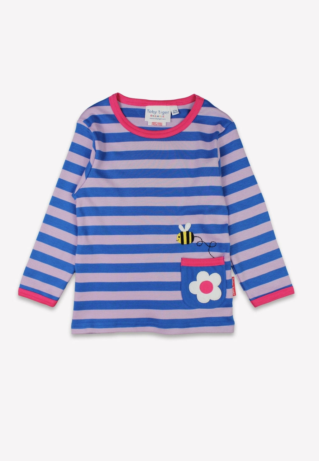 Organic Striped Daisy Applique Long Sleeved T Shirt