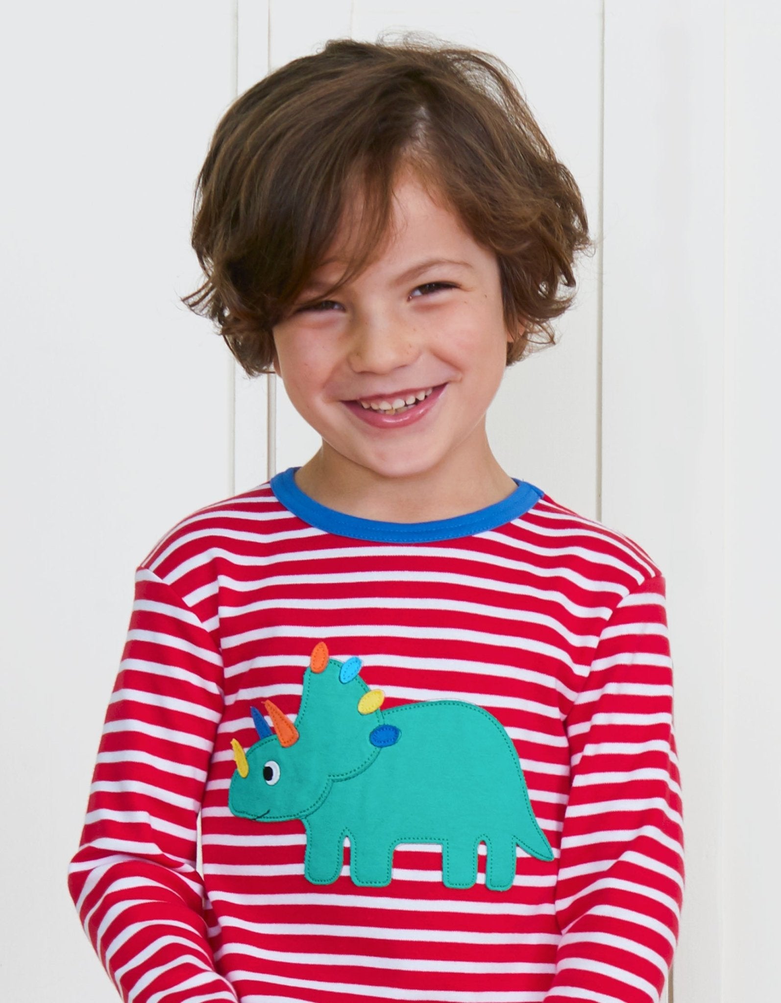 Organic Triceratops Applique Long Sleeved T Shirt
