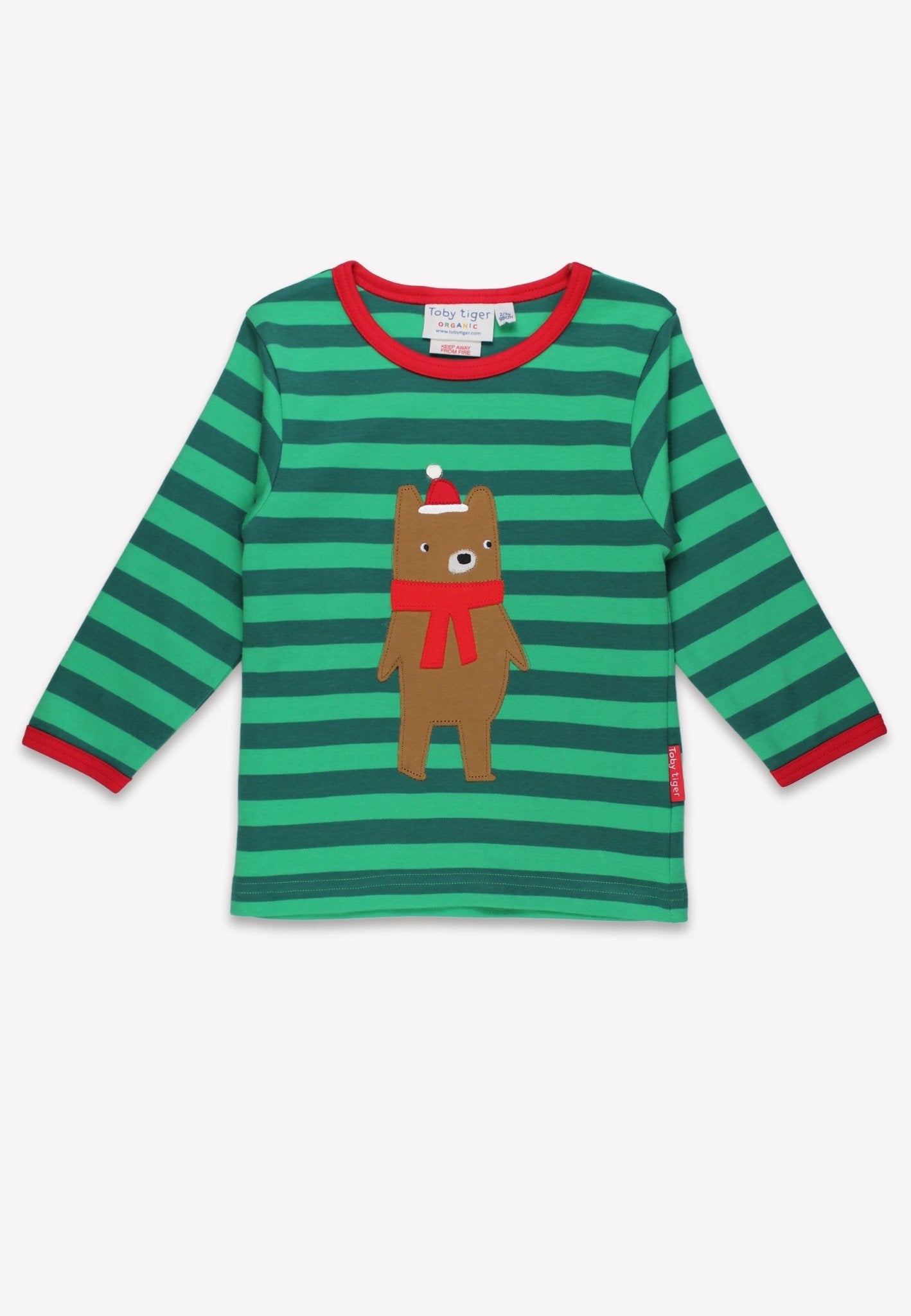 Organic Christmas Bear Applique Long Sleeved T Shirt