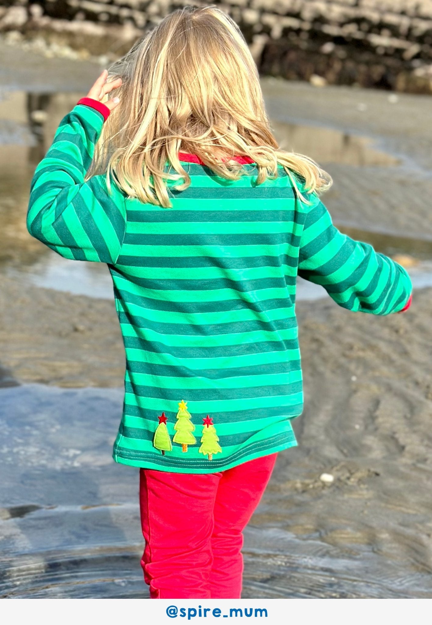 Organic Christmas Bear Applique Long Sleeved T Shirt