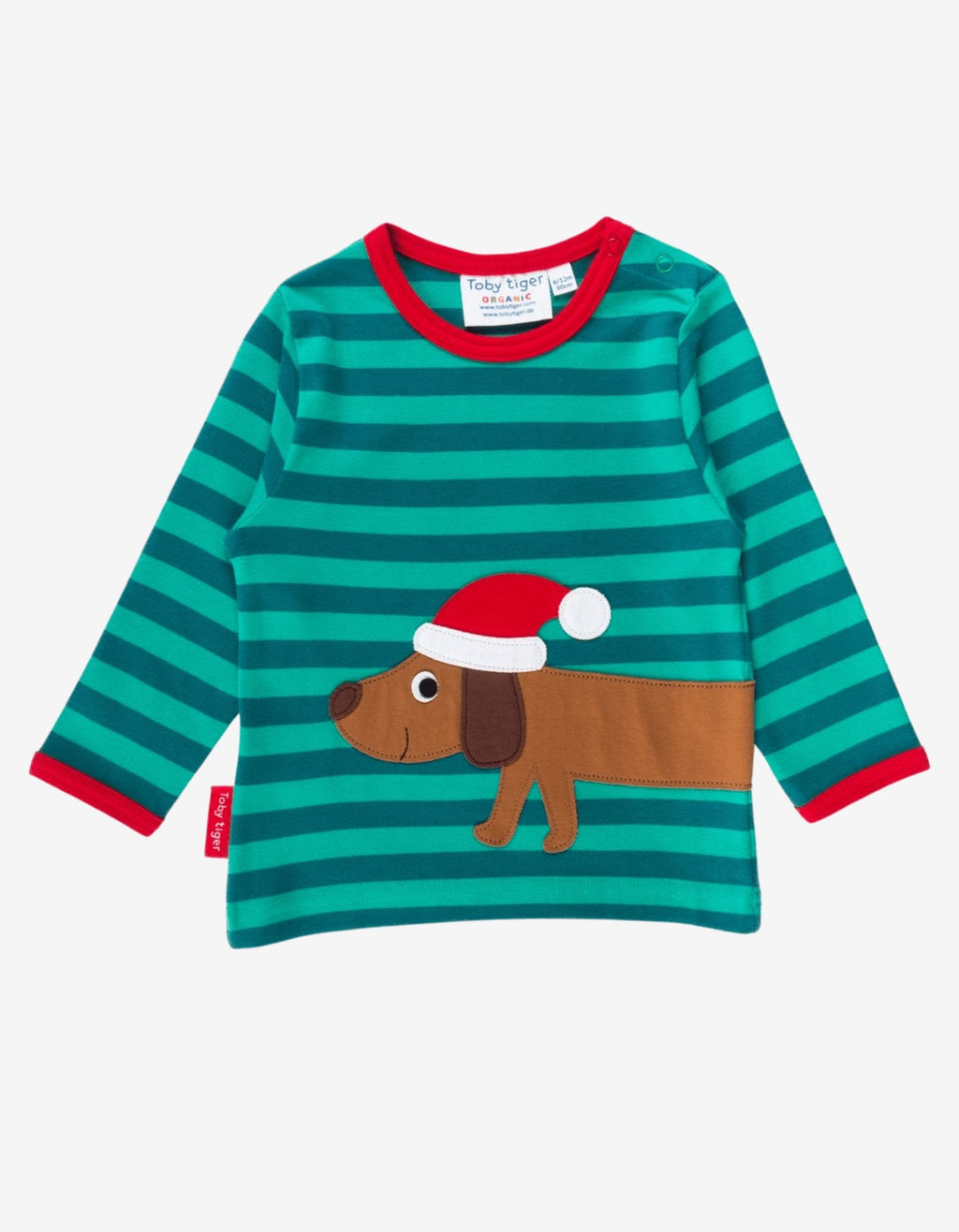 Organic Christmas Dog Applique Long Sleeved T Shirt for Kids