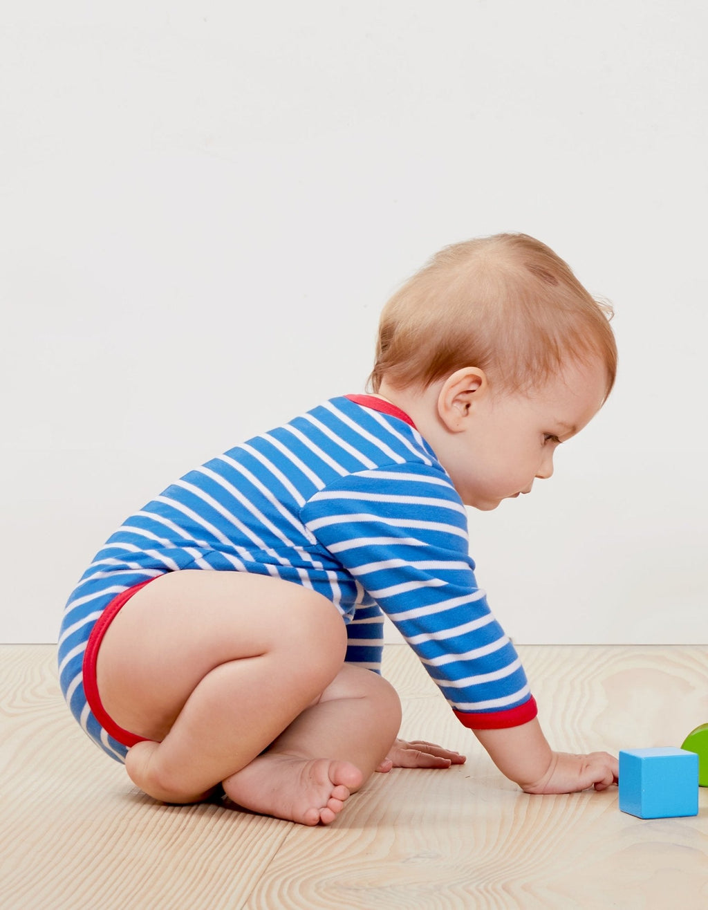 Organic Blue Breton Bodysuit for Baby