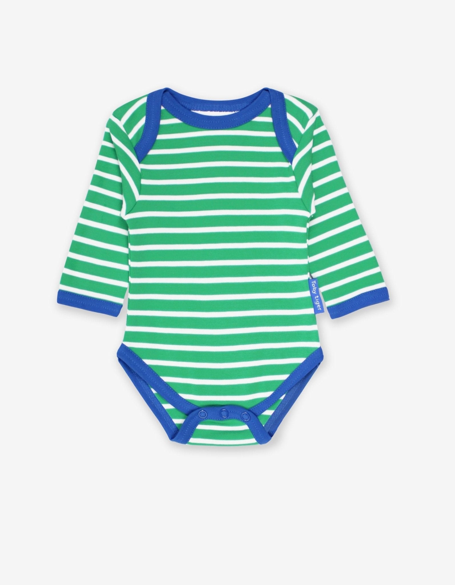 Organic Green Breton Stripe Bodysuit for Baby
