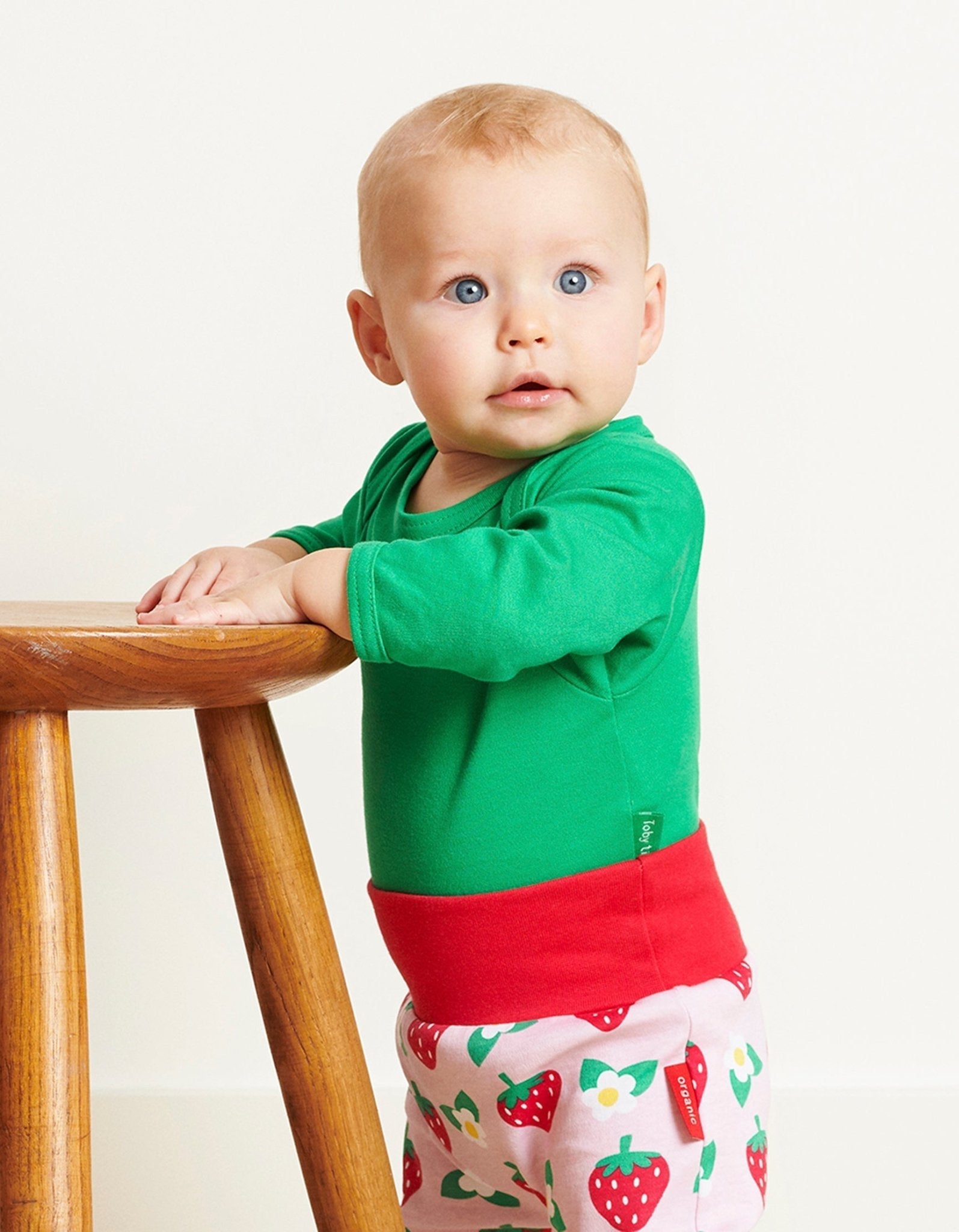 Organic Green Long Sleeved Baby Bodysuit