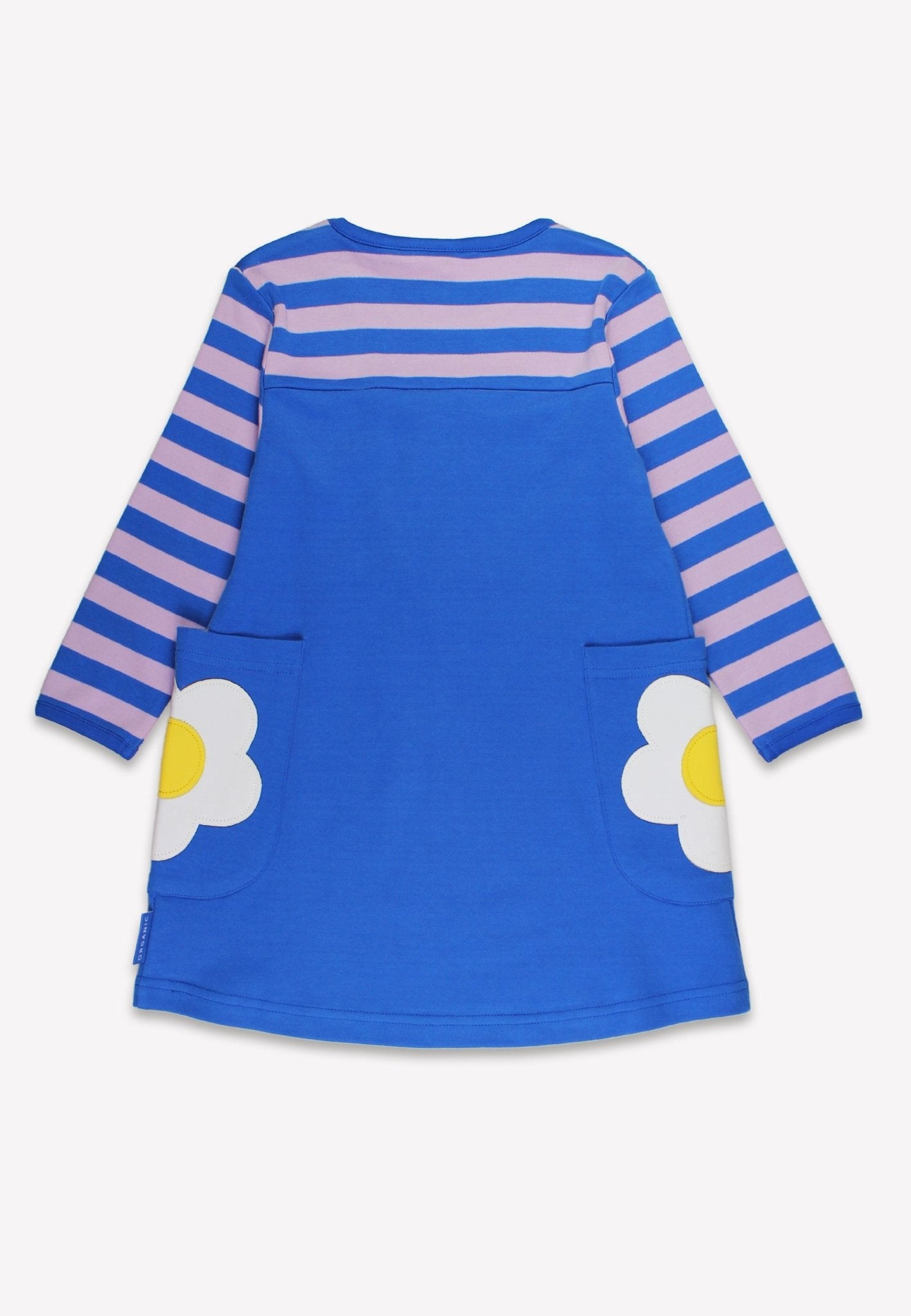 Organic Blue Daisy Applique Long Sleeved Dress for Children