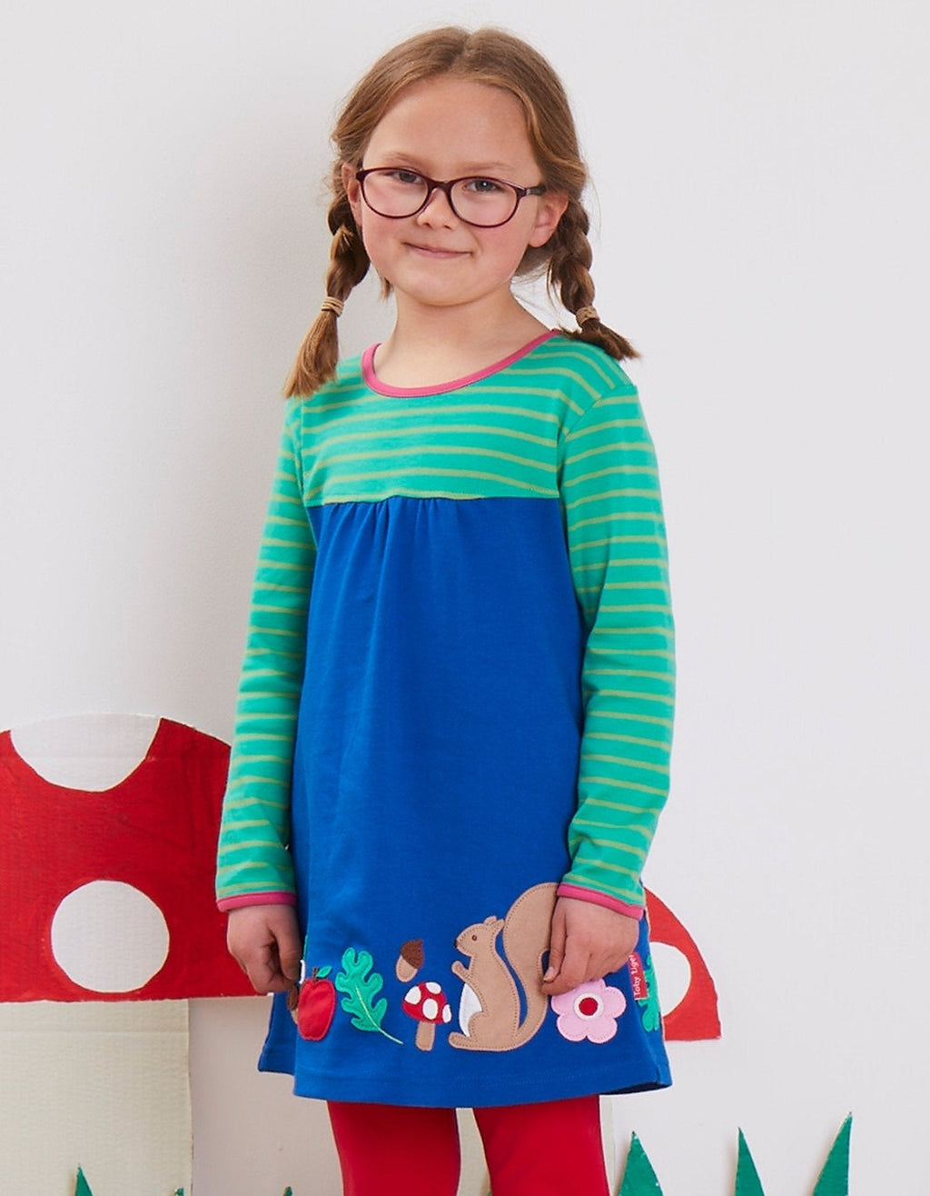 Organic Forest Adventure Applique Long Sleeve Dress