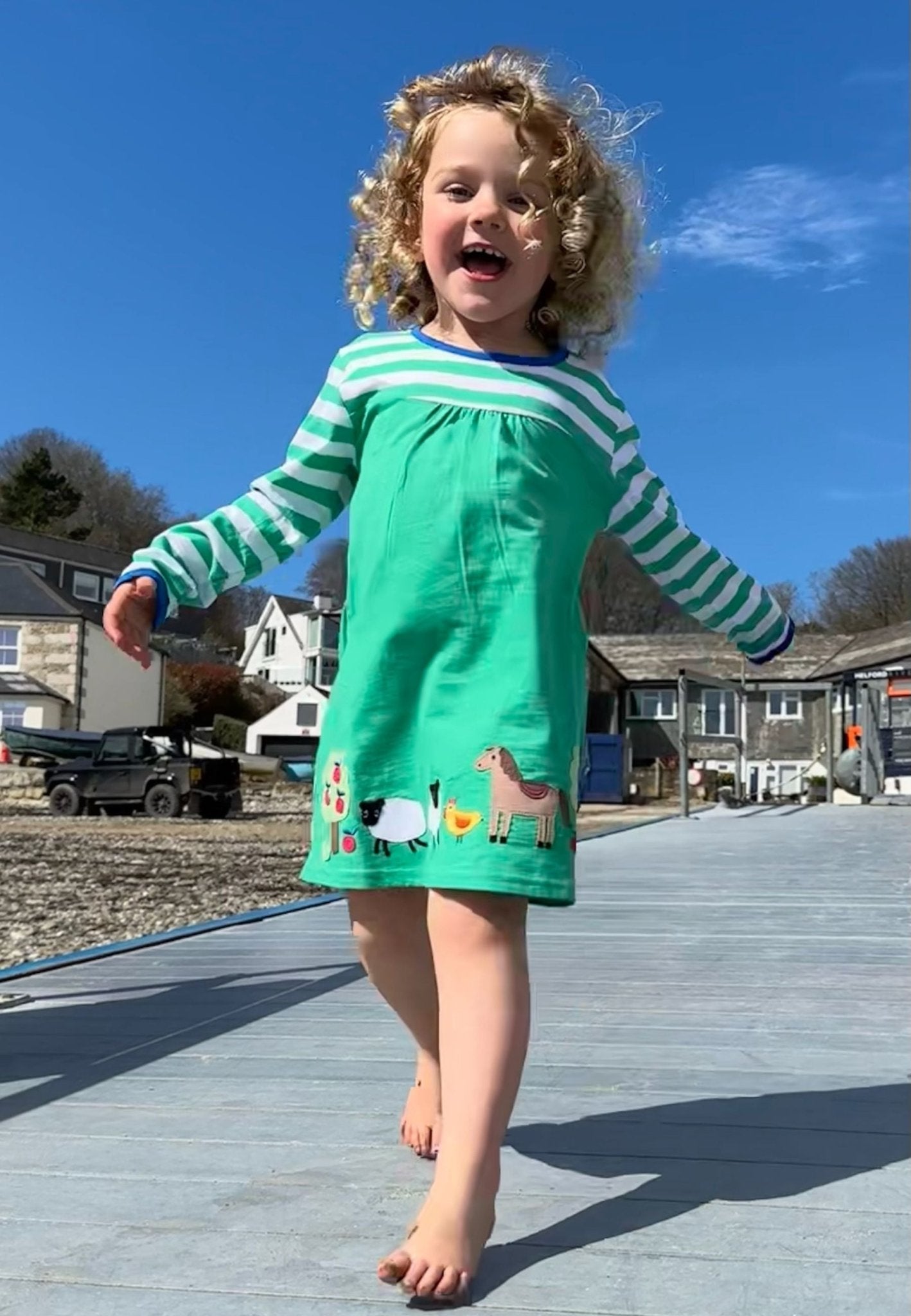 Organic Hillside Applique T-shirt Dress for Little Ones