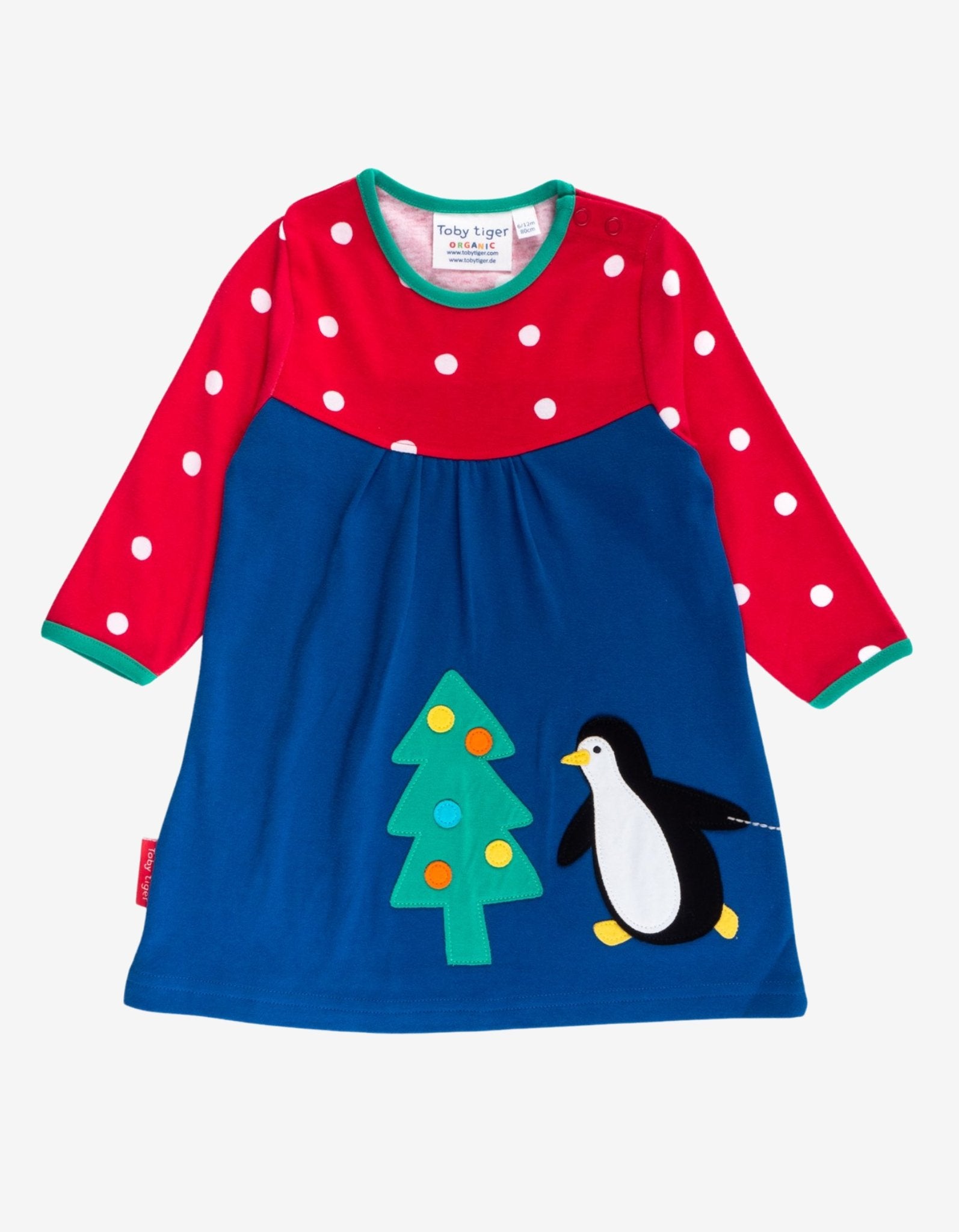 Organic Penguins Christmas Applique T-Shirt Dress