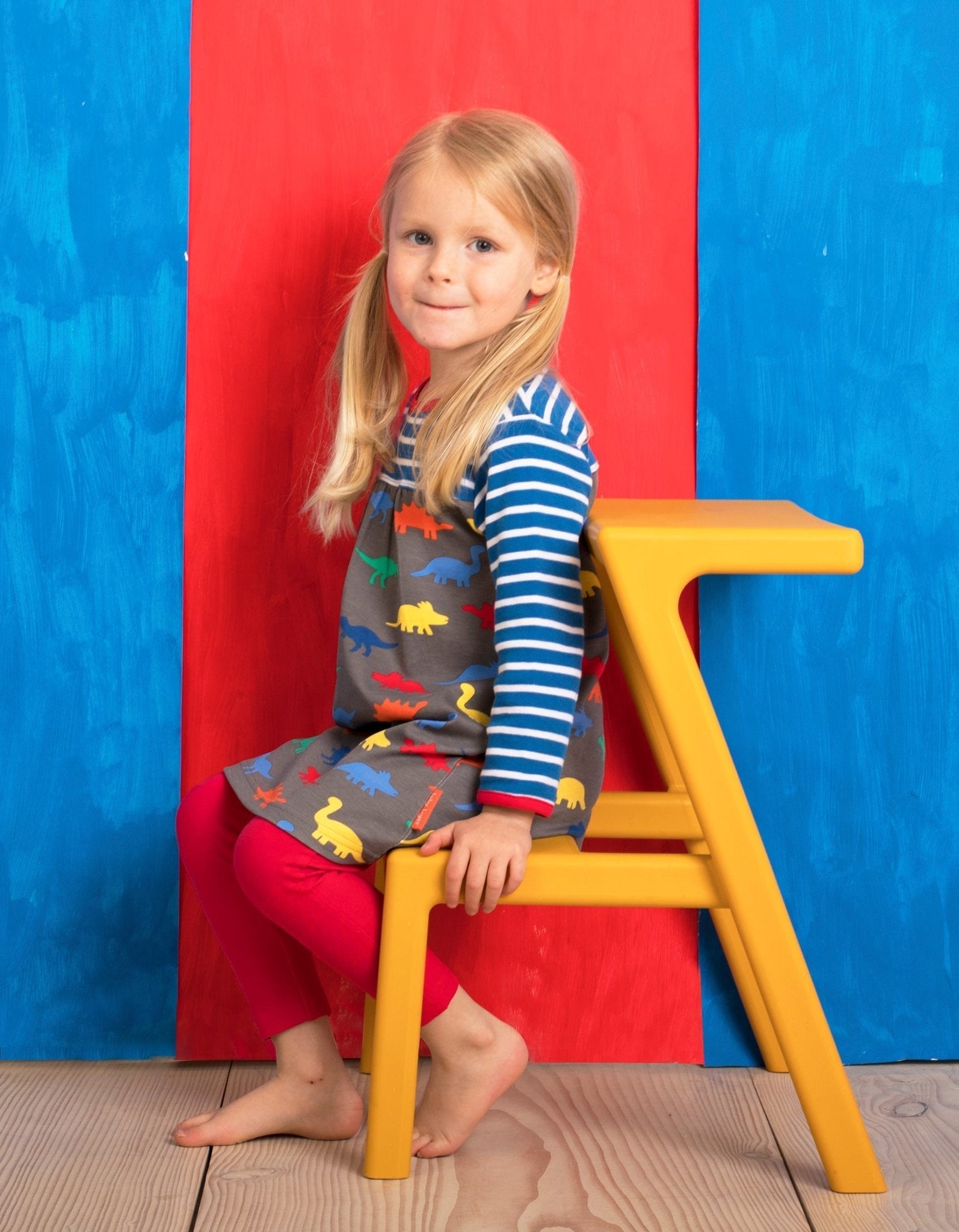 Organic Dinosaur Print Long Sleeve Dress