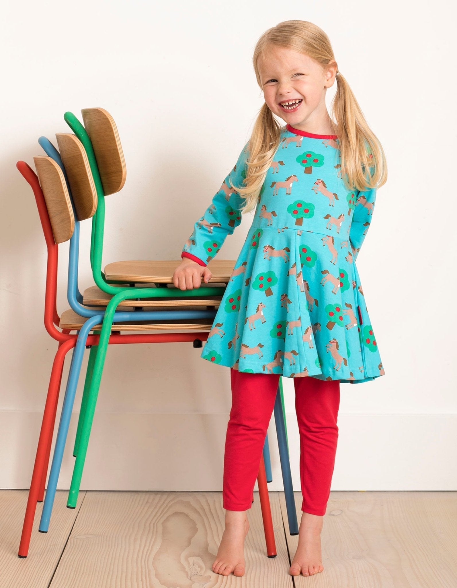 Organic Horse Print Skater Dress for Children