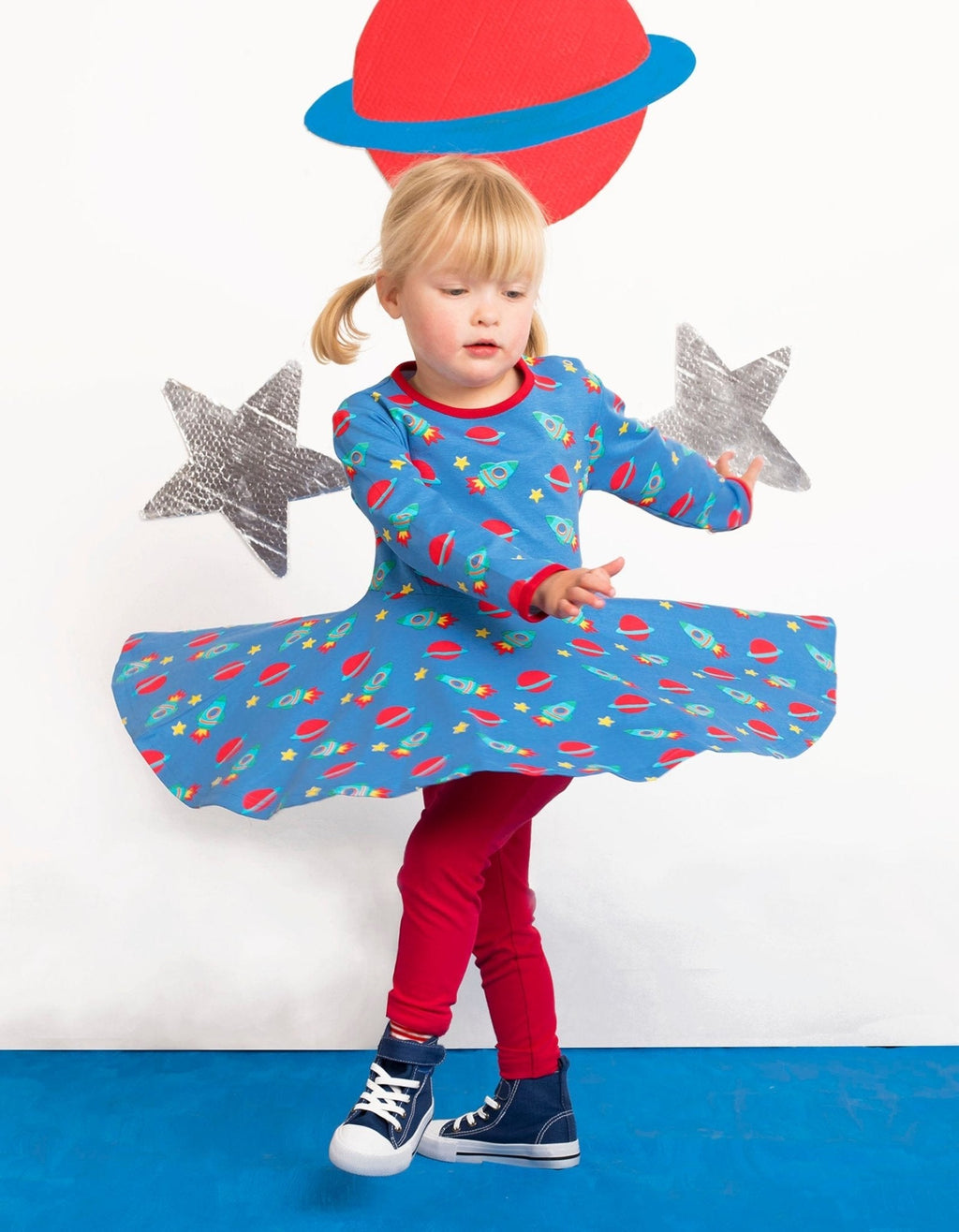 Organic Space Print Skater Dress for Little Ones