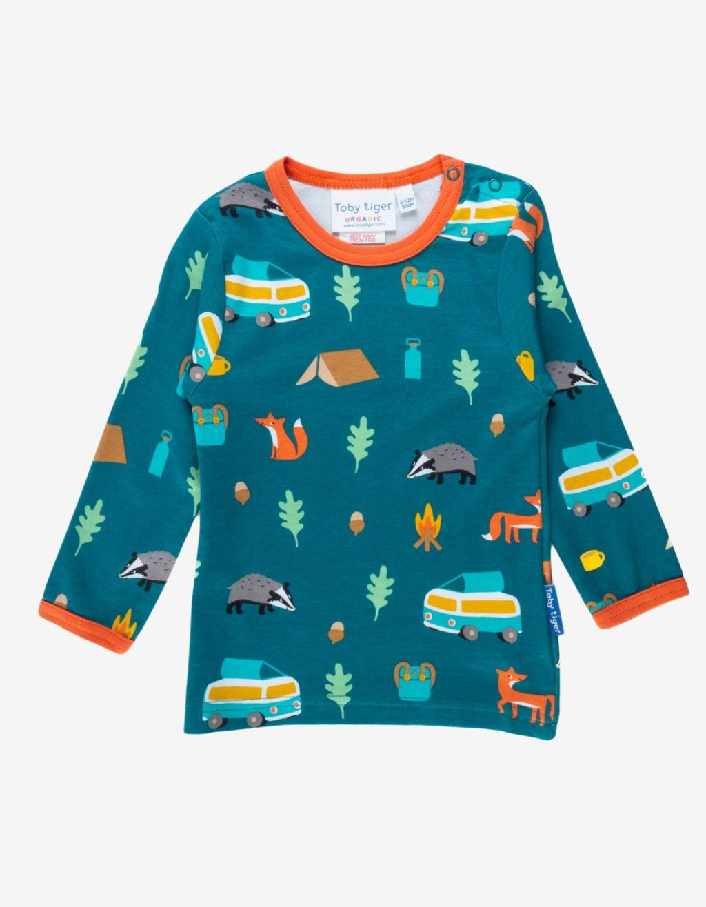 Organic Campervan Print Long Sleeved T Shirt for Kids