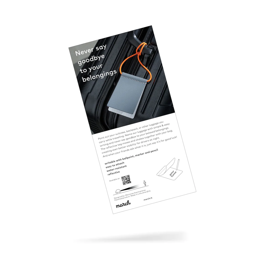 Reflective & Writable Luggage Tag by MARCH – Stand Out & Stay Safe by March Design Studio at www.brixbailey.com