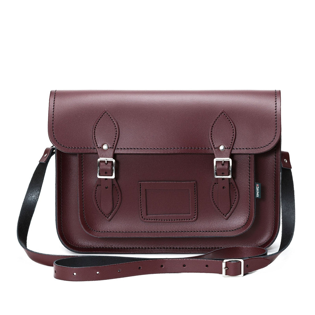 Handmade Leather Satchel - Marsala Red