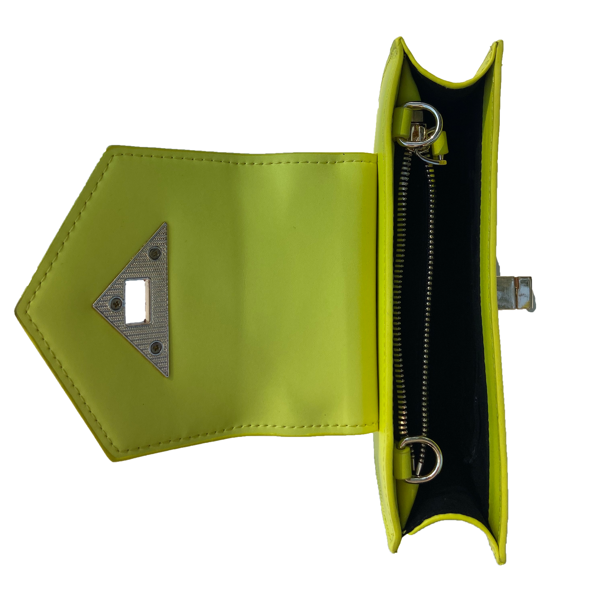 Bright Yellow Leather Crossbody Wristlet with Gold Chain Strap