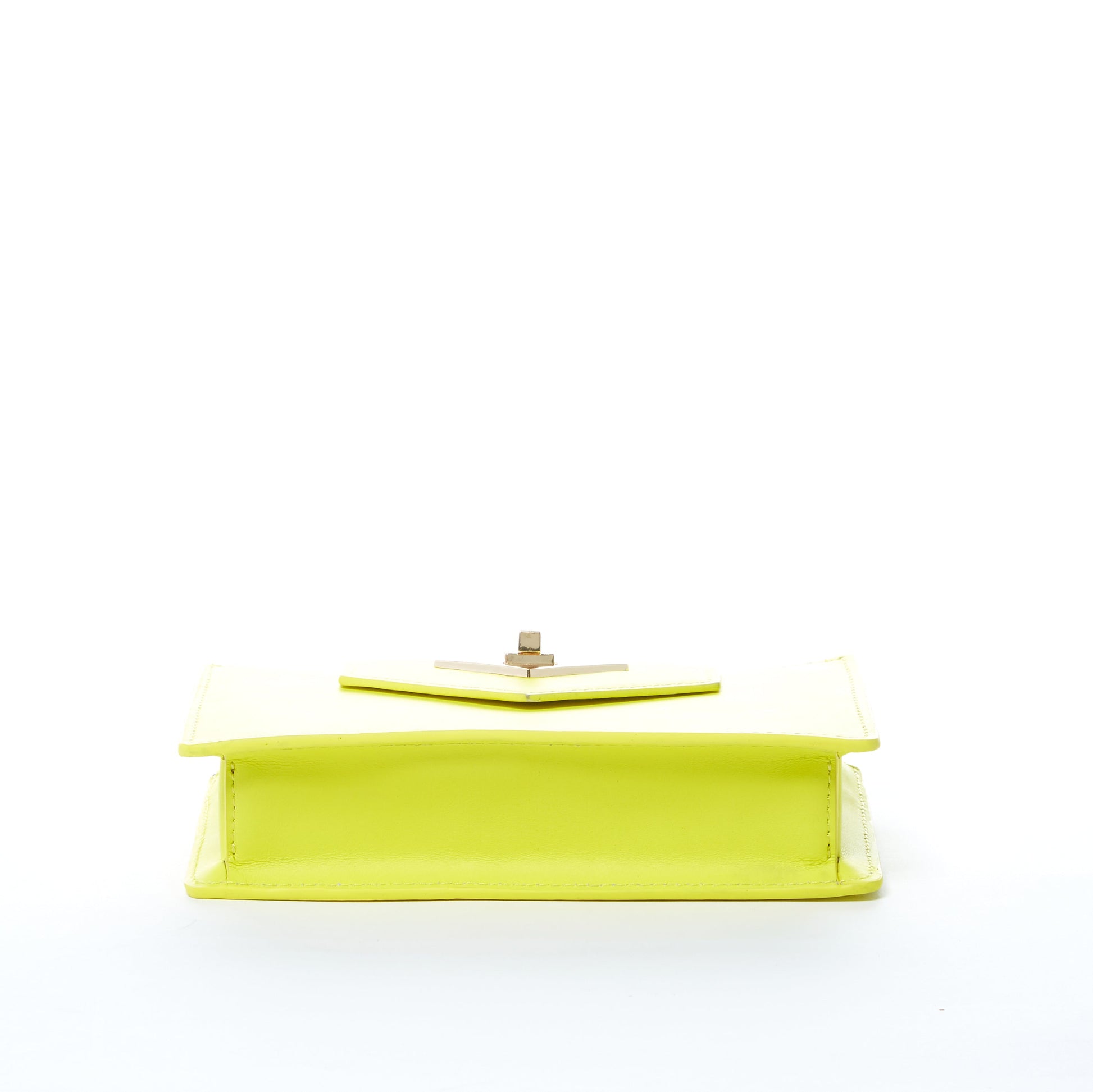 Bright Yellow Leather Crossbody Wristlet with Gold Chain Strap