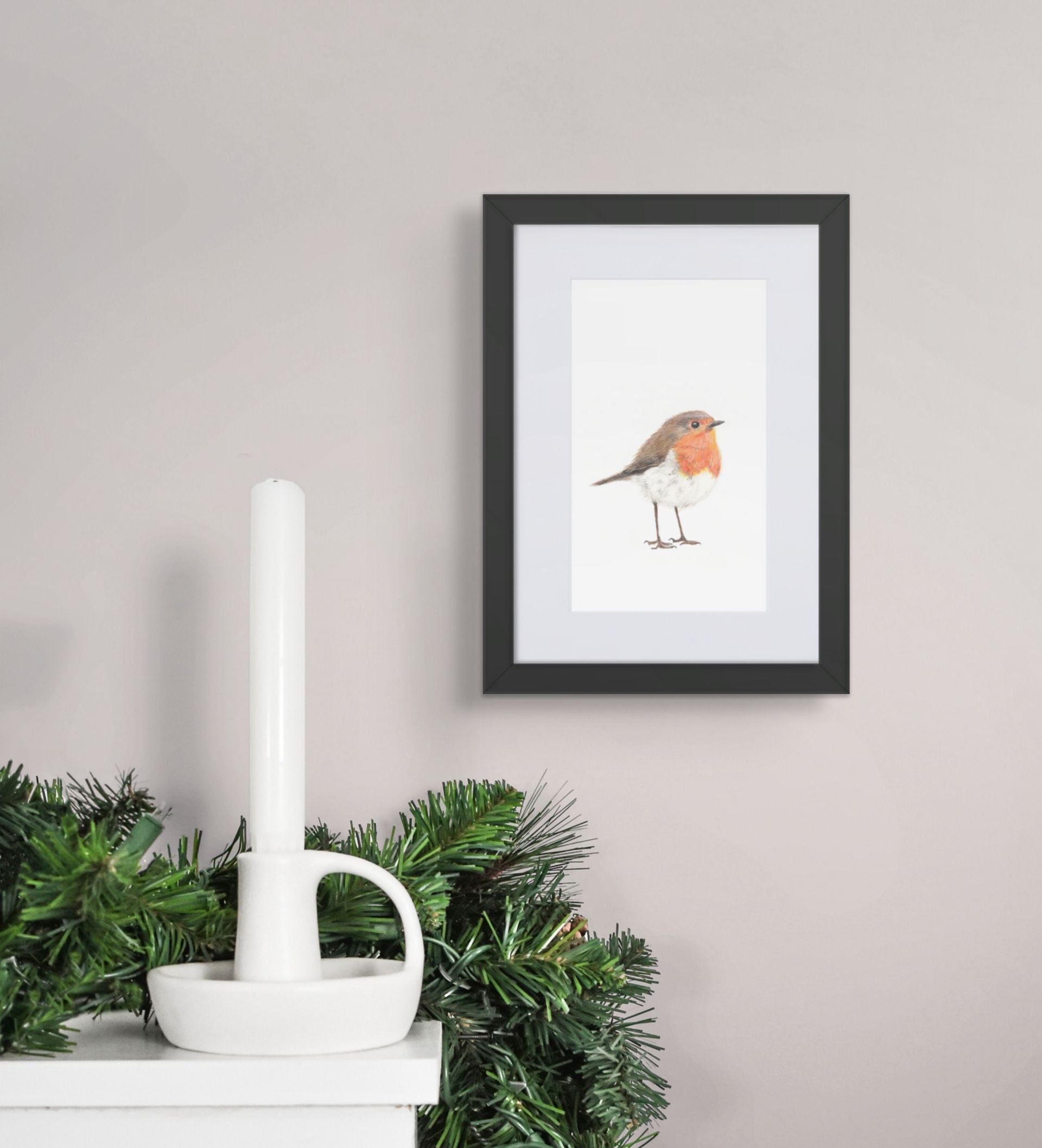 Robin Framed Print with Mat A4 Wildlife Wall Art