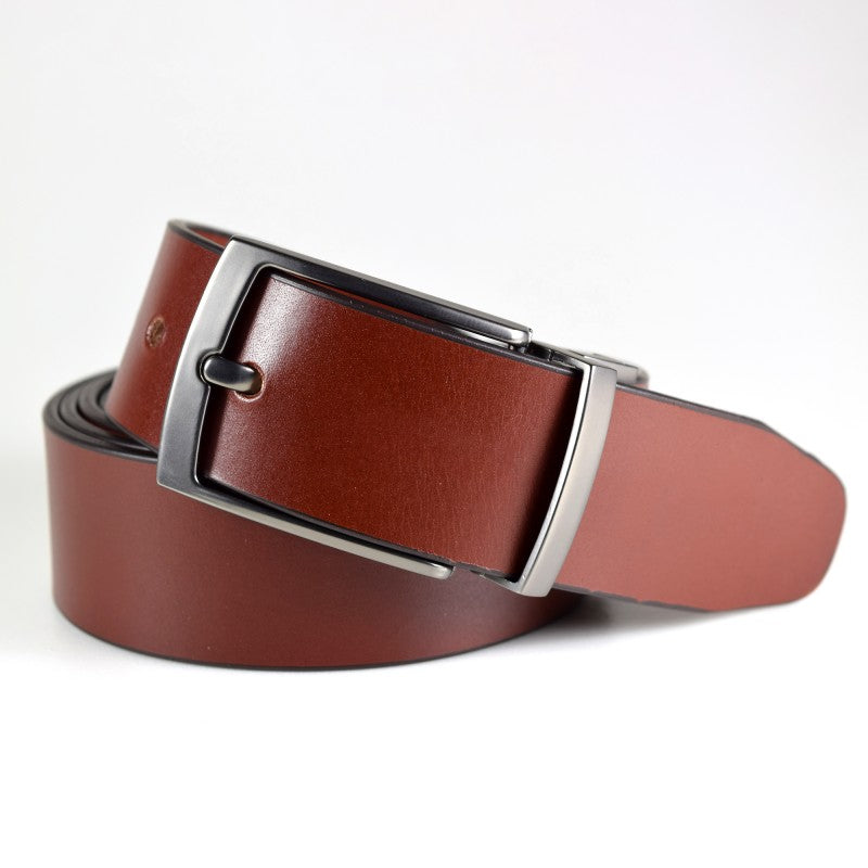 Adjustable Full-Grain Leather Belt – Brushed Black Nickel Buckle by Papillon at www.brixbailey.com