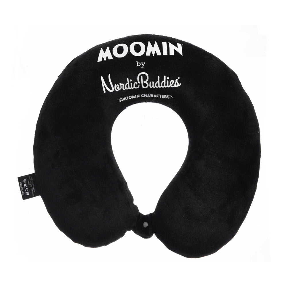 soft black memory foam travel neck pillow shown in gentle morning light