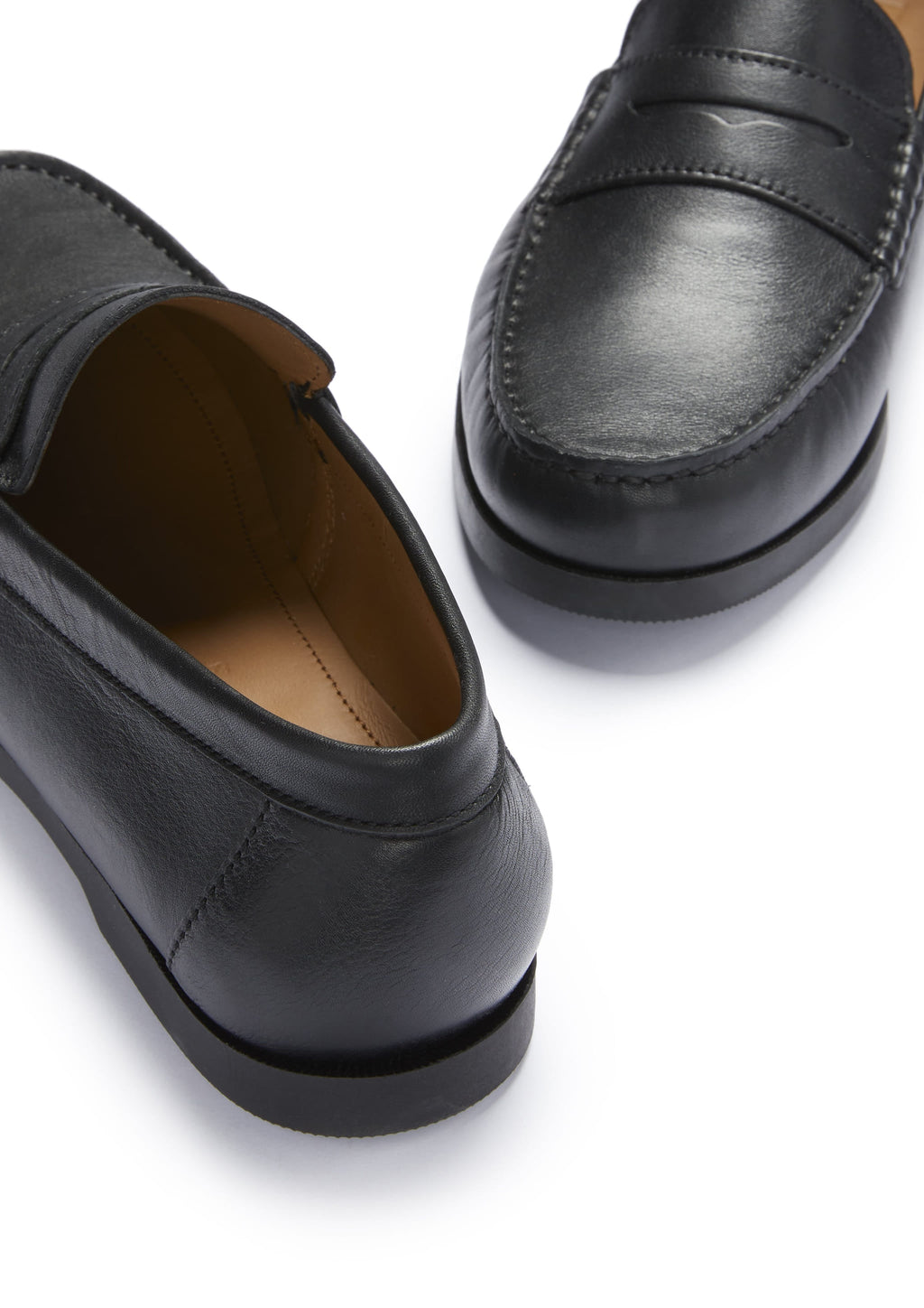 Black Leather Boat Loafers