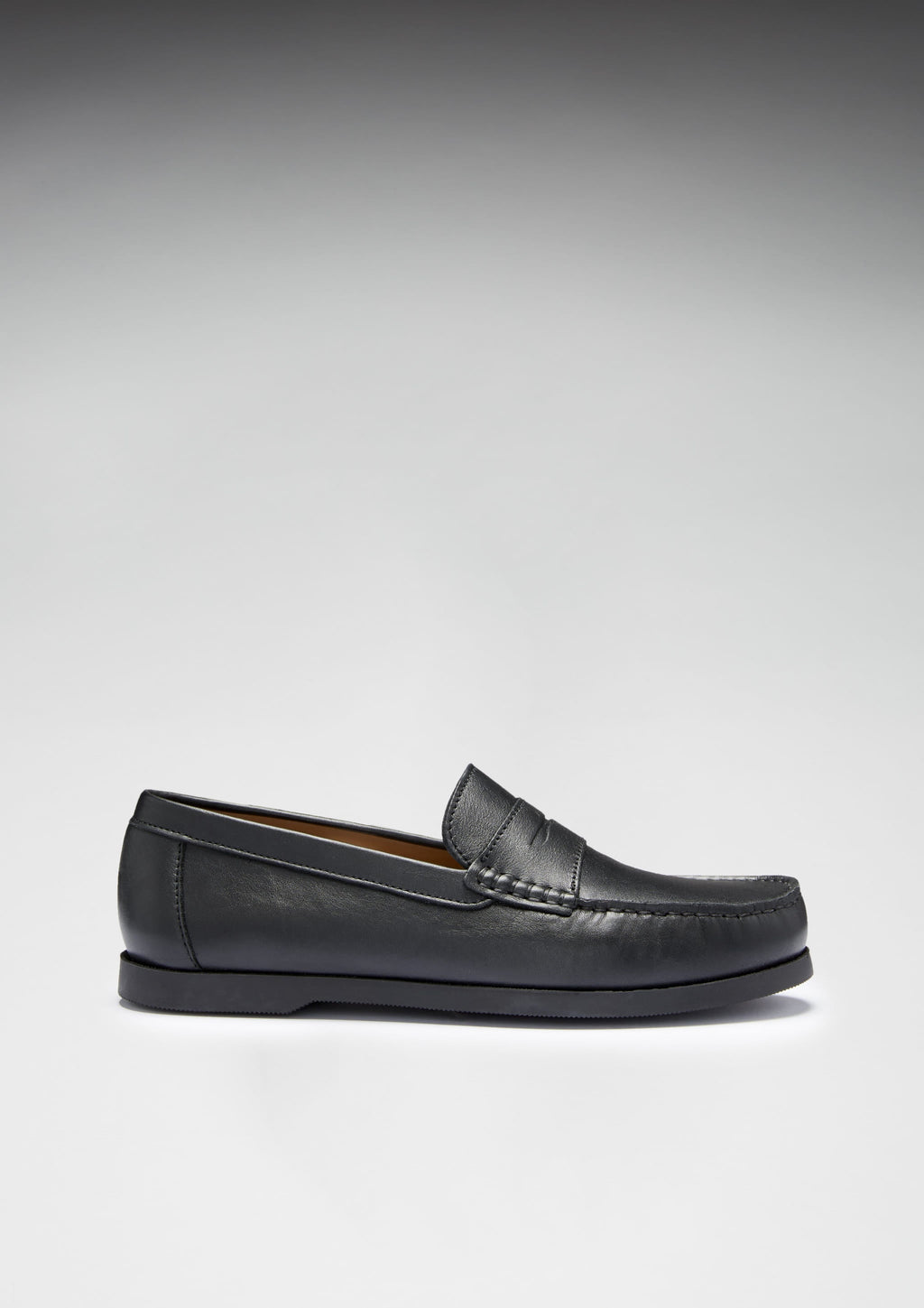 Black Leather Boat Loafers