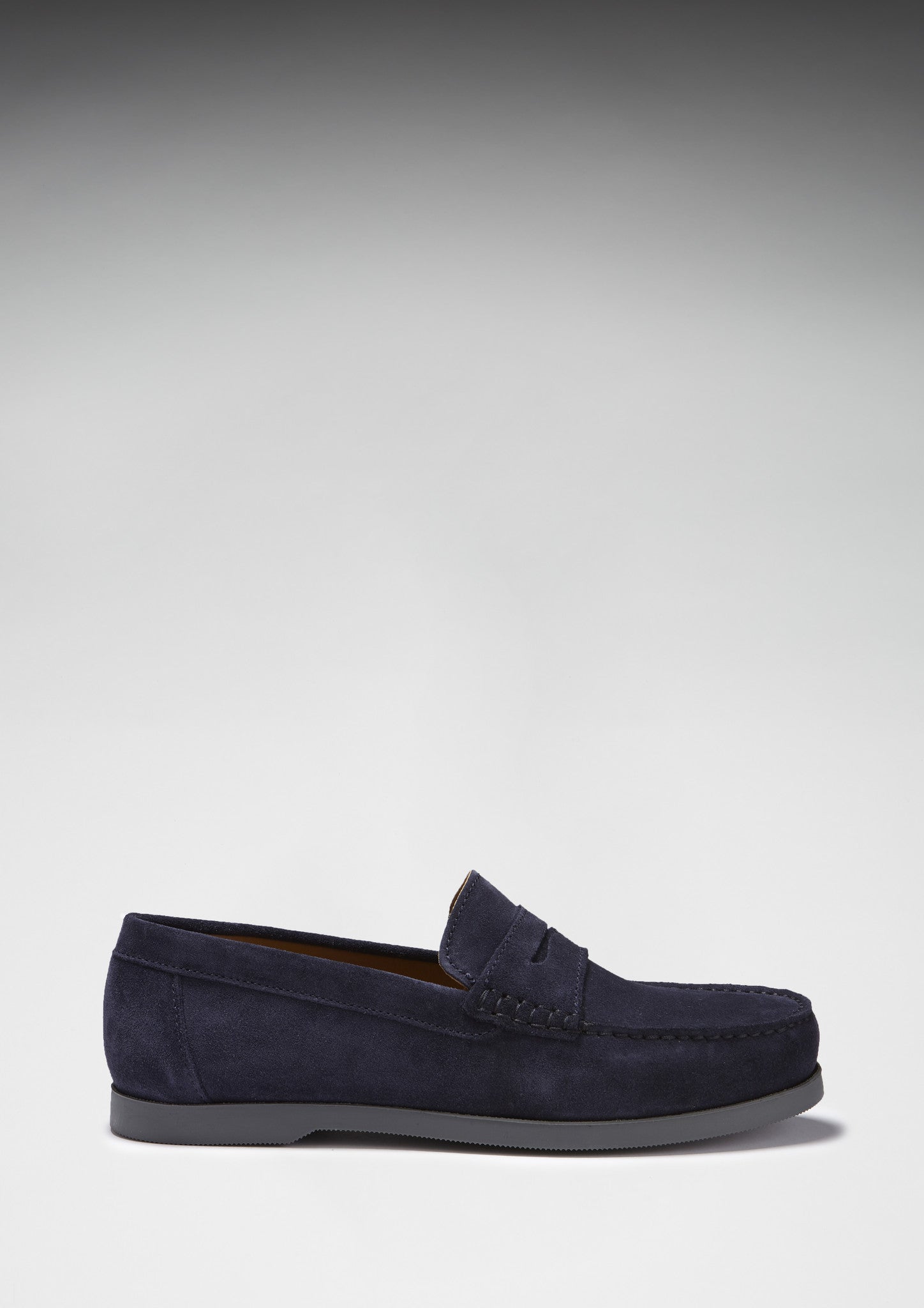 Navy Blue Suede Boat Loafers