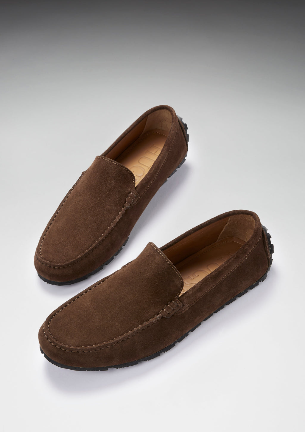Brown Suede Driving Loafers with Recycled Tyre Sole