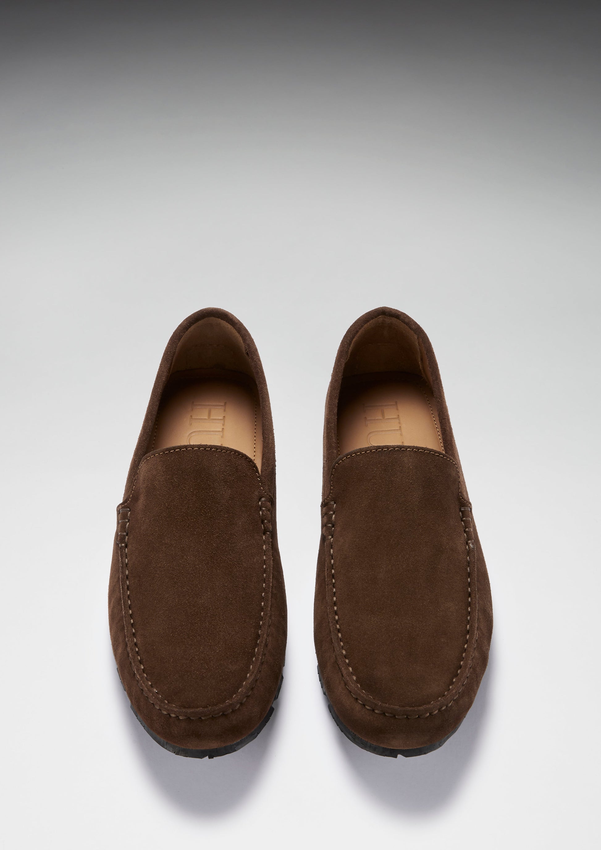 Brown Suede Driving Loafers with Recycled Tyre Sole