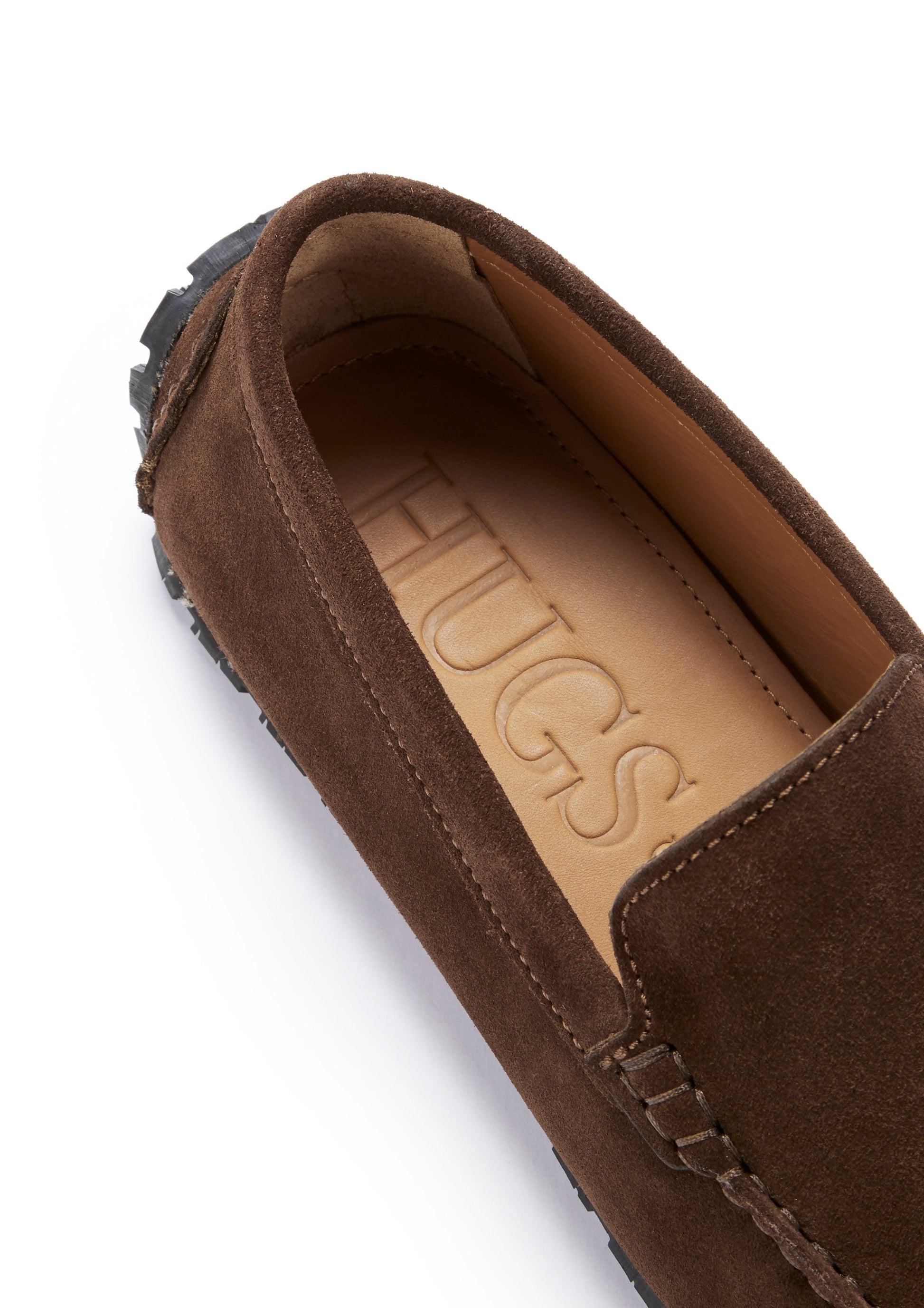 Brown Suede Driving Loafers with Recycled Tyre Sole