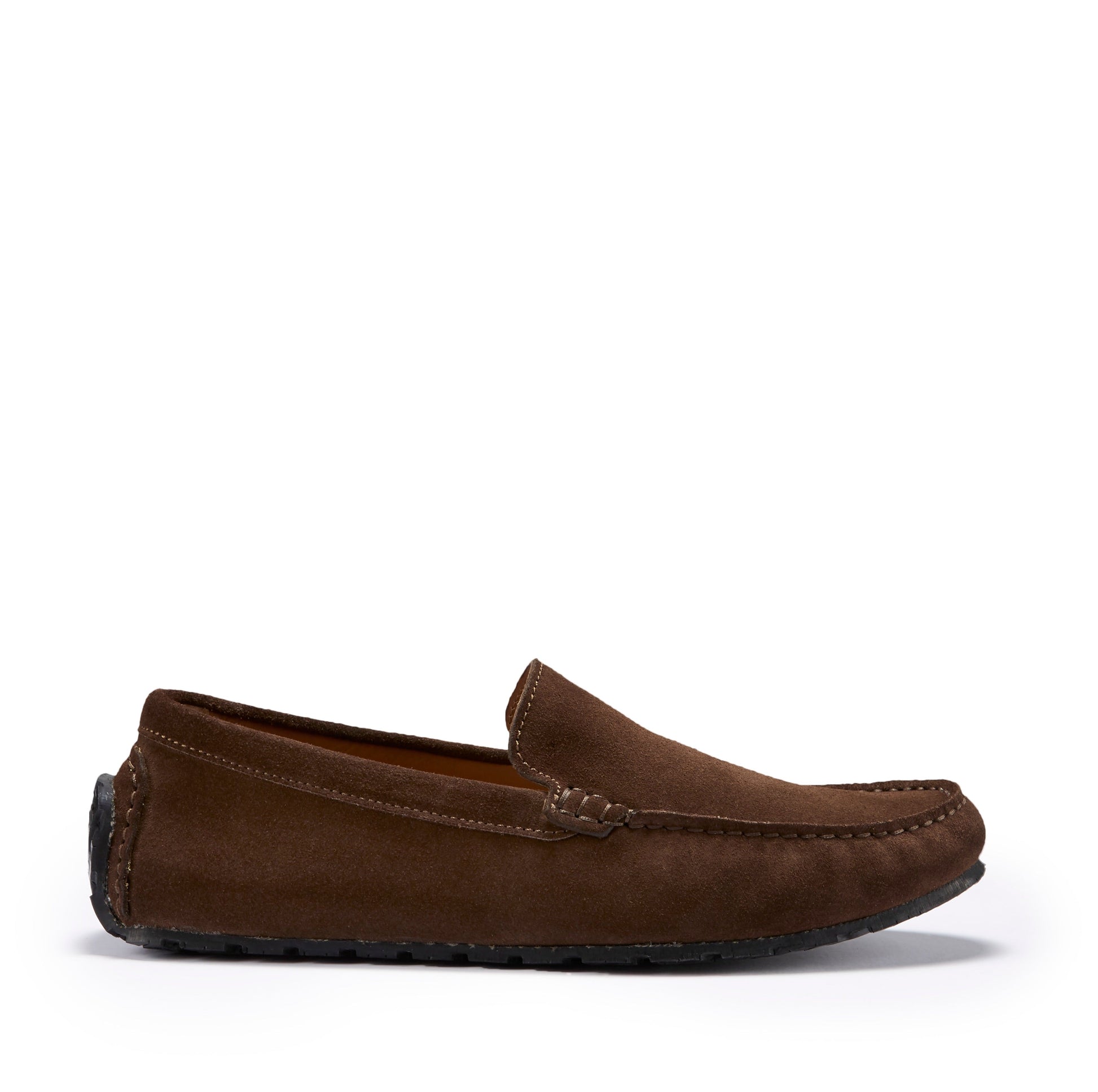 Brown Suede Driving Loafers with Recycled Tyre Sole