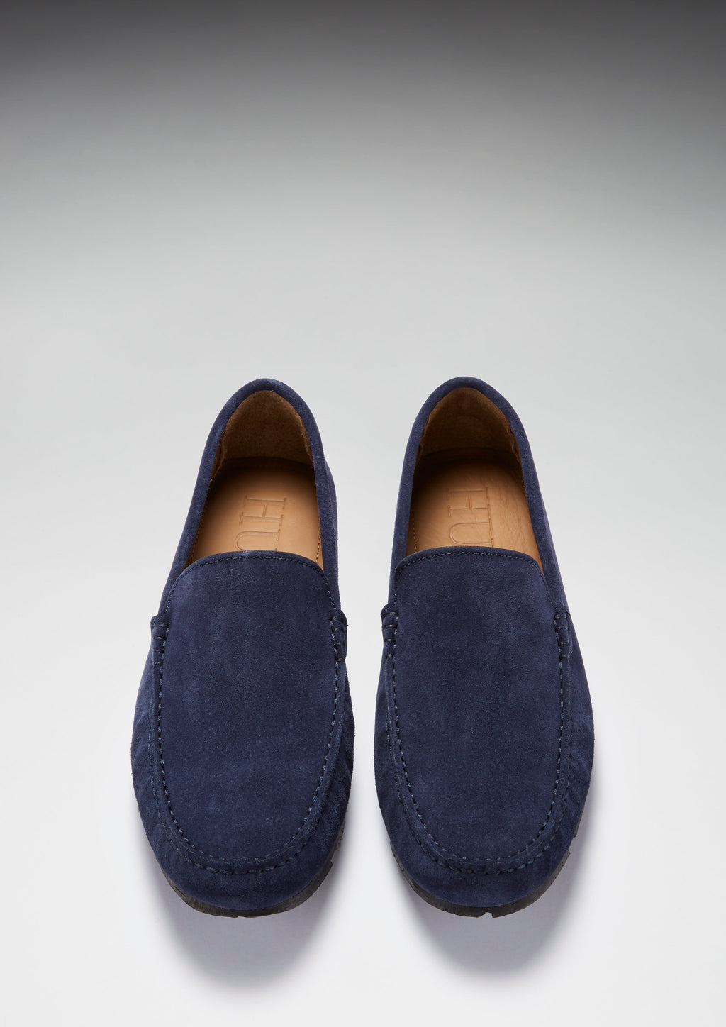 Navy Blue Suede Driving Loafers