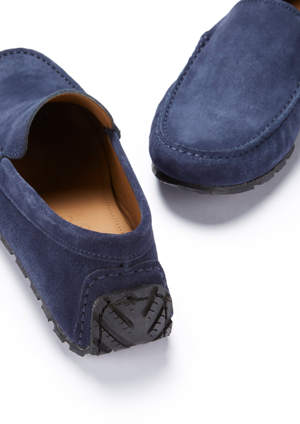 Navy Blue Suede Driving Loafers