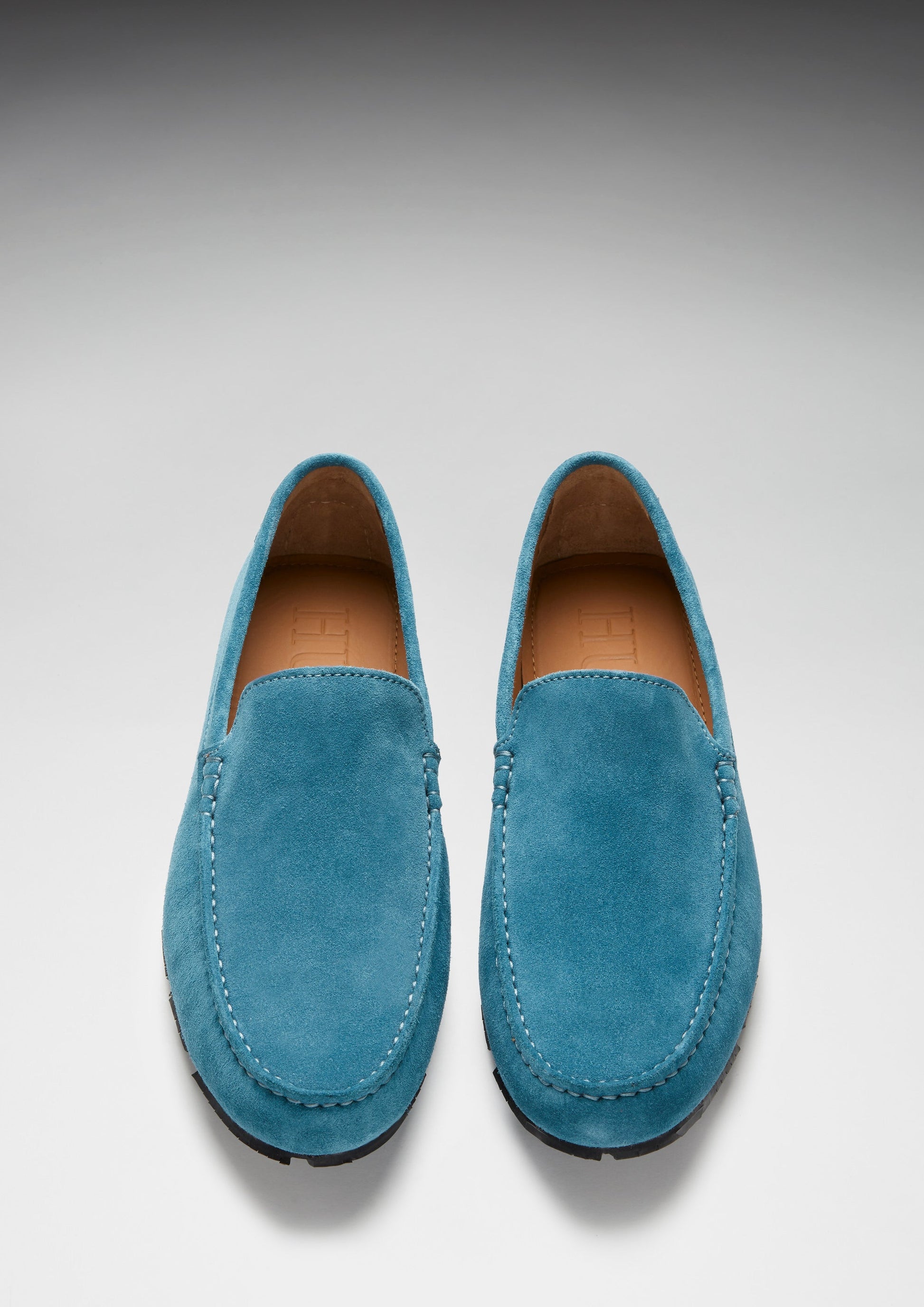 Petrol Blue Suede Driving Loafers