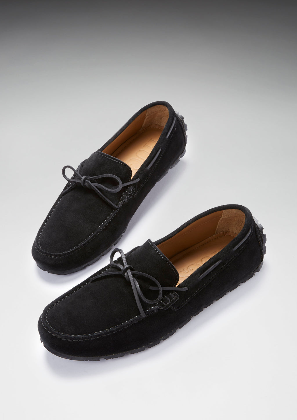 Black Suede Tyre Sole Laced Driving Loafers