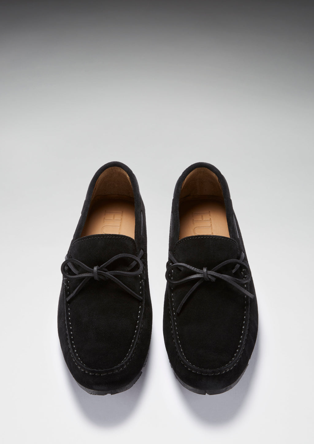 Black Suede Tyre Sole Laced Driving Loafers