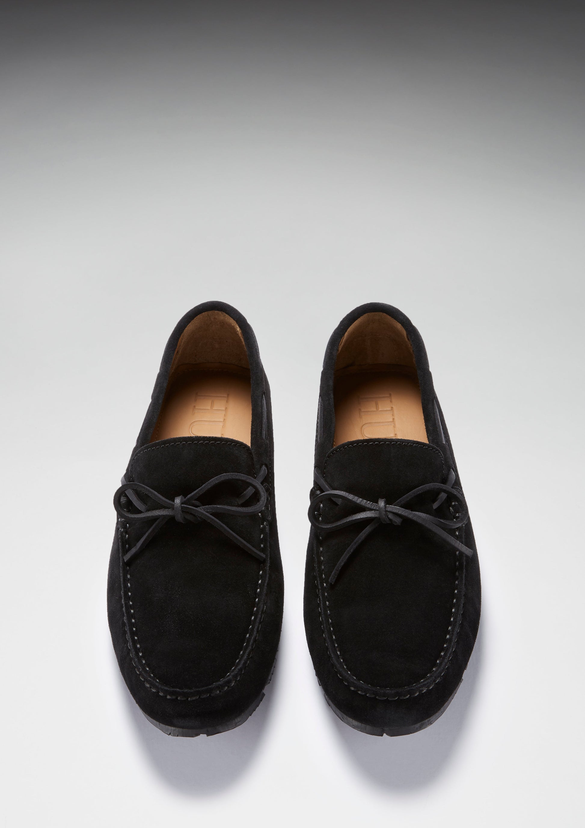Black Suede Tyre Sole Laced Driving Loafers